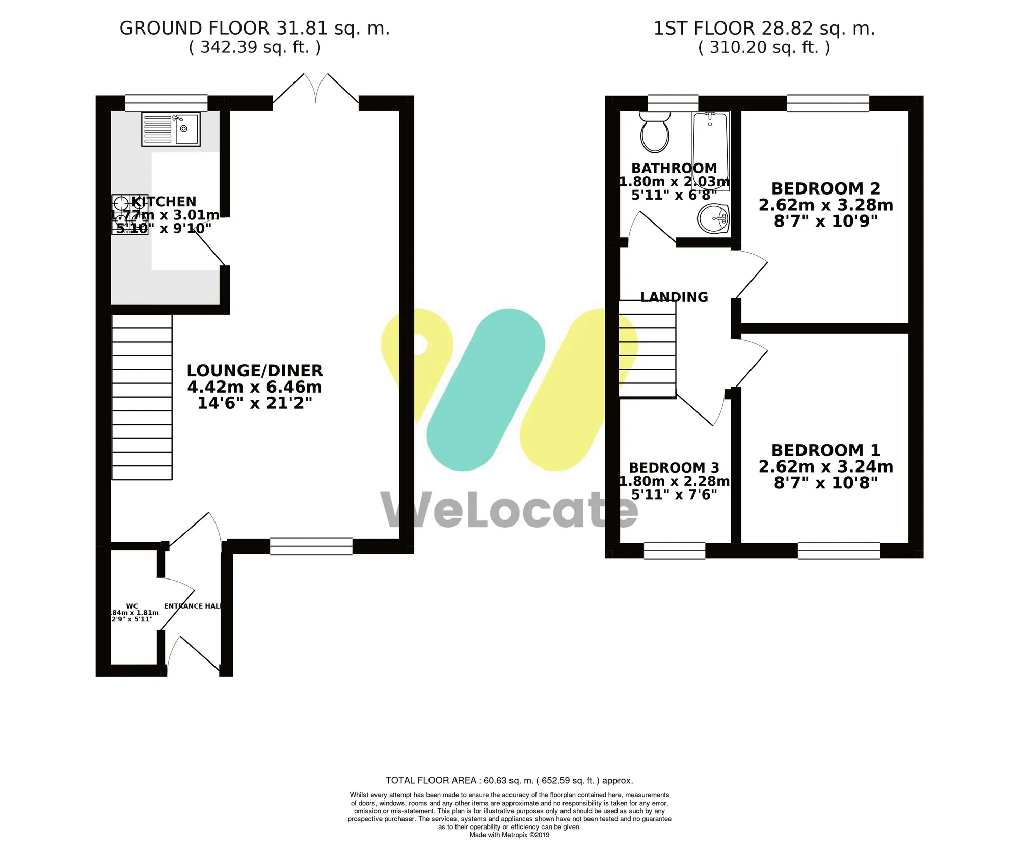 3 bed terraced house to rent in Baron Street, Bury - Property Floorplan
