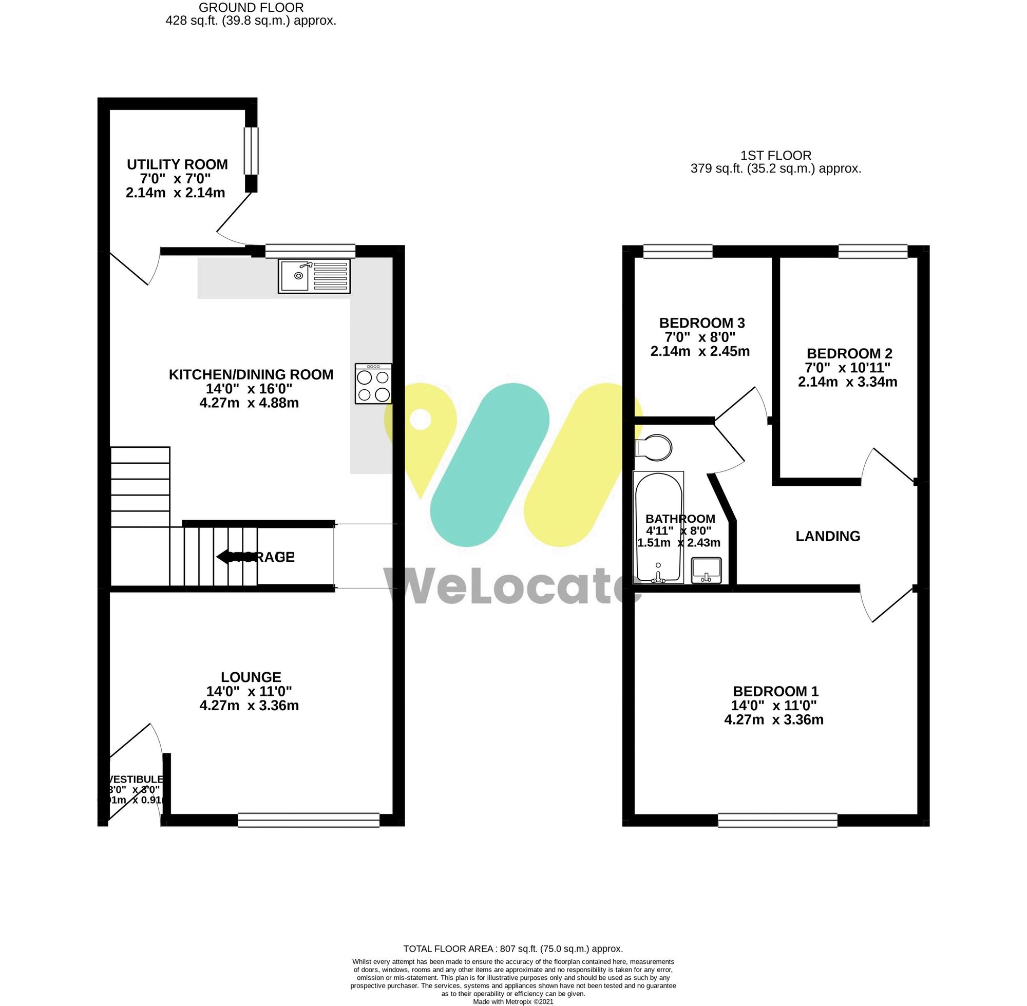 3 bed terraced house to rent in Ainsworth Road, Manchester - Property Floorplan