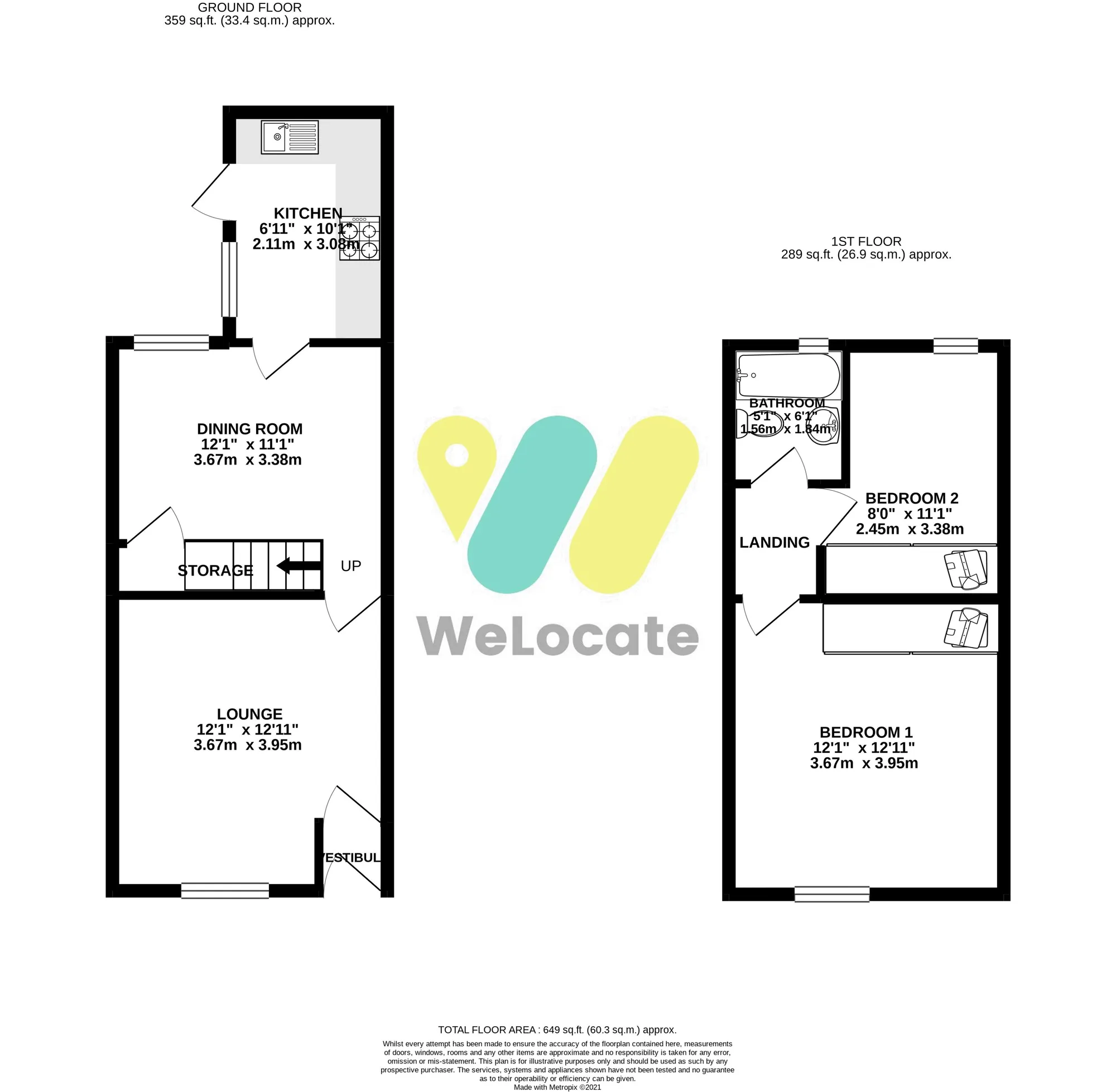 2 bed terraced house to rent in Canada Street, Bolton - Property Floorplan