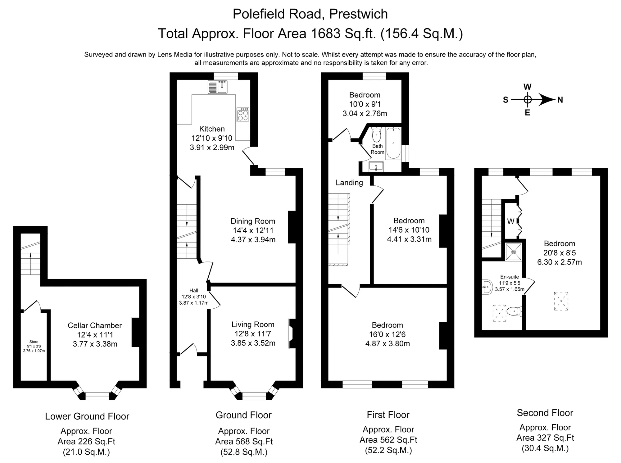 4 bed mid-terraced house for sale in Polefield Road, Manchester - Property Floorplan