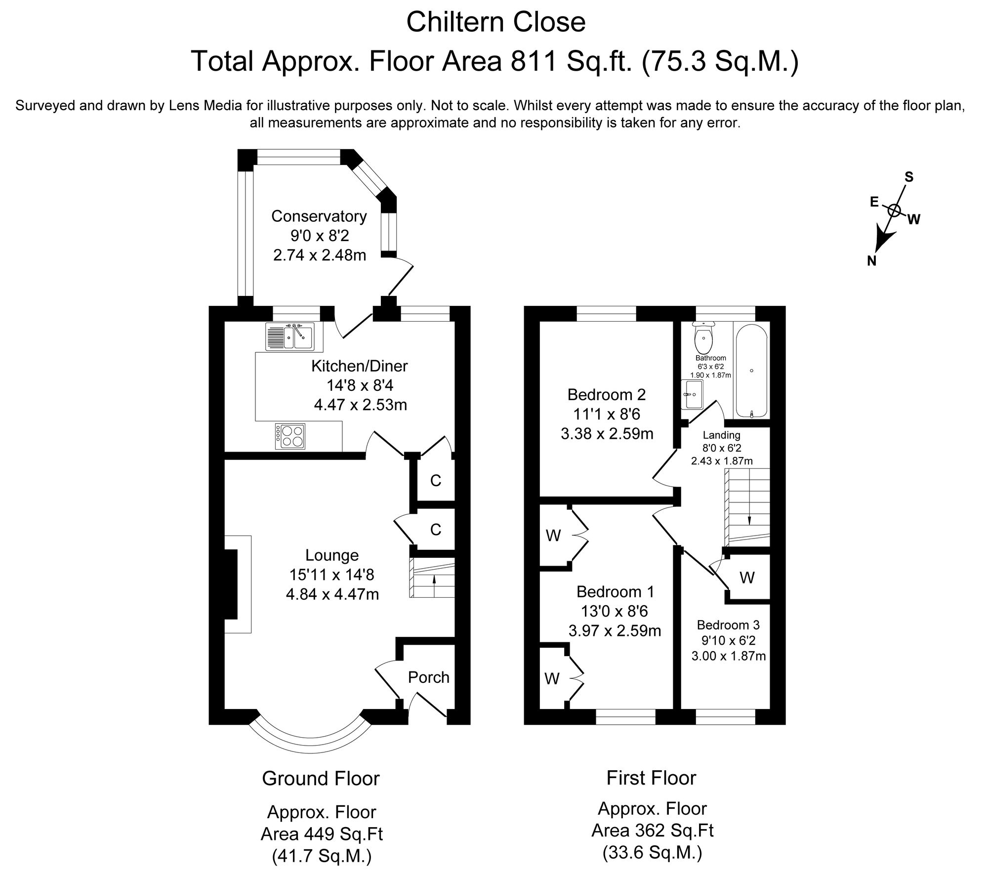 3 bed mid-terraced house for sale in Chiltern Close, Bolton - Property Floorplan