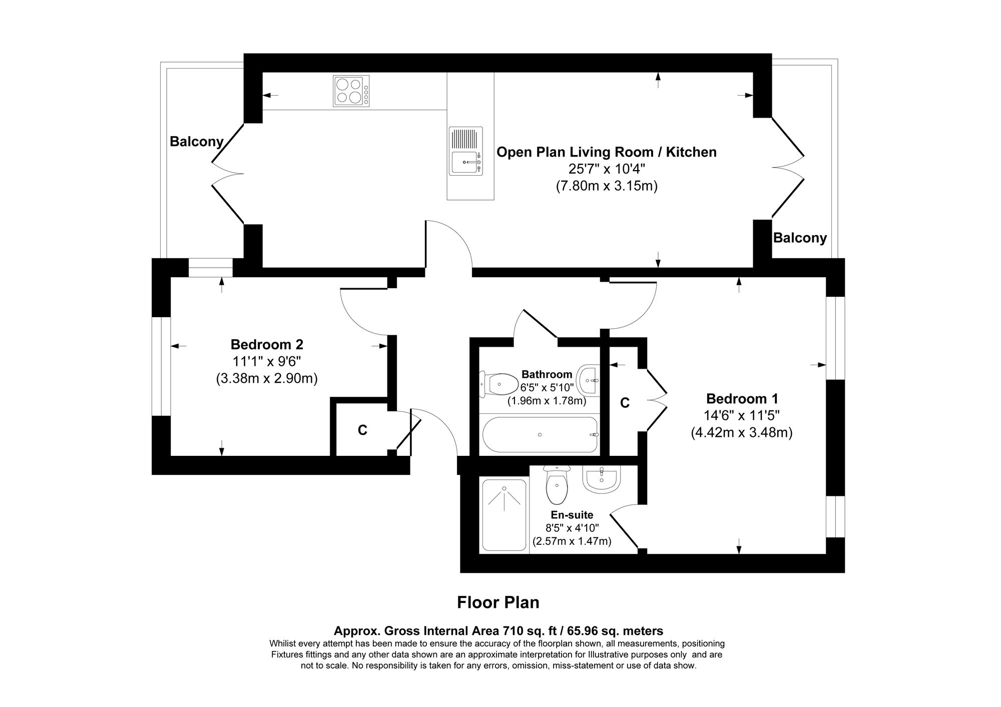 2 bed flat for sale in Christie Lane, Salford - Property Floorplan