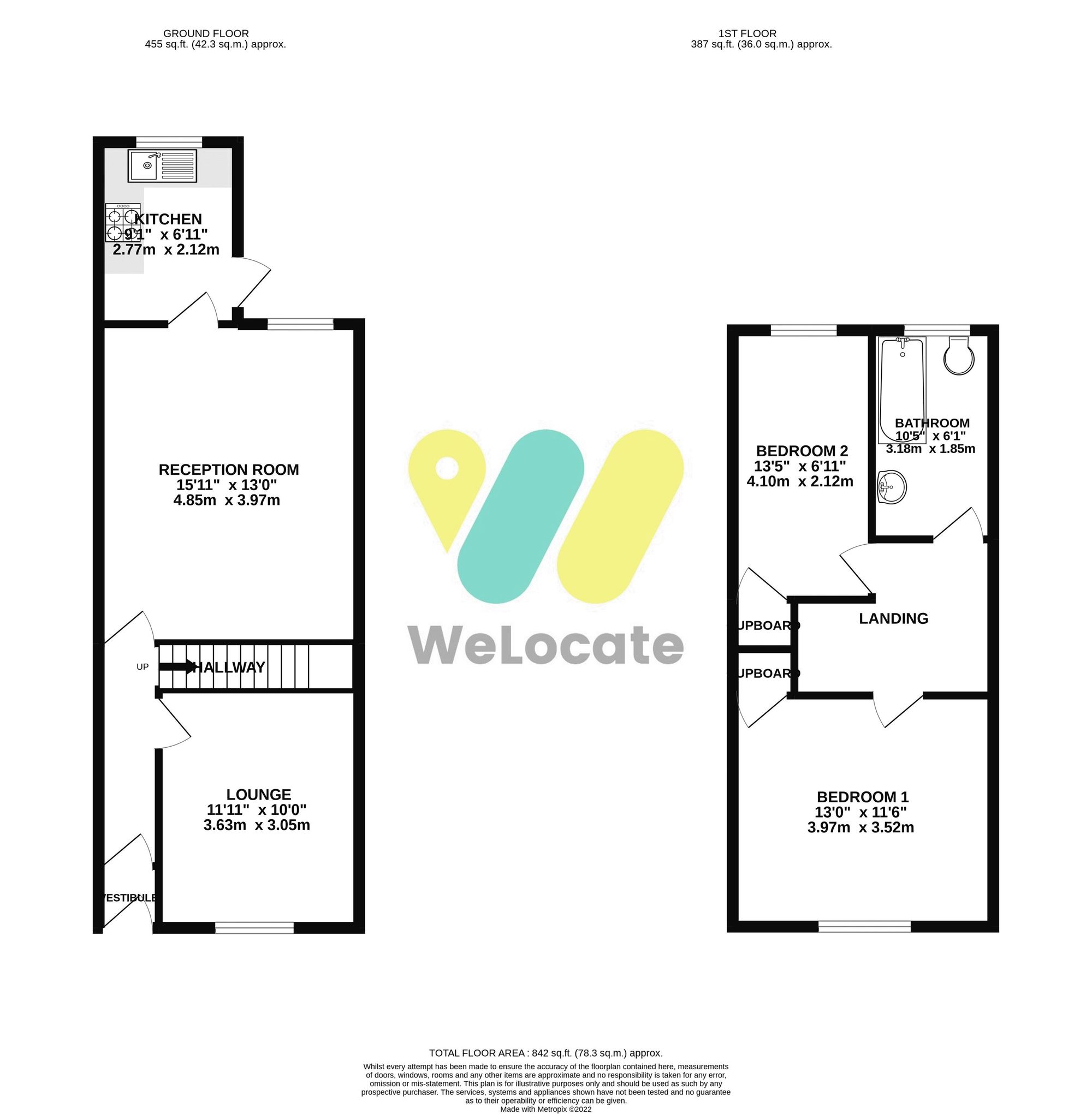 2 bed terraced house to rent in Heys Lane, Blackburn - Property Floorplan