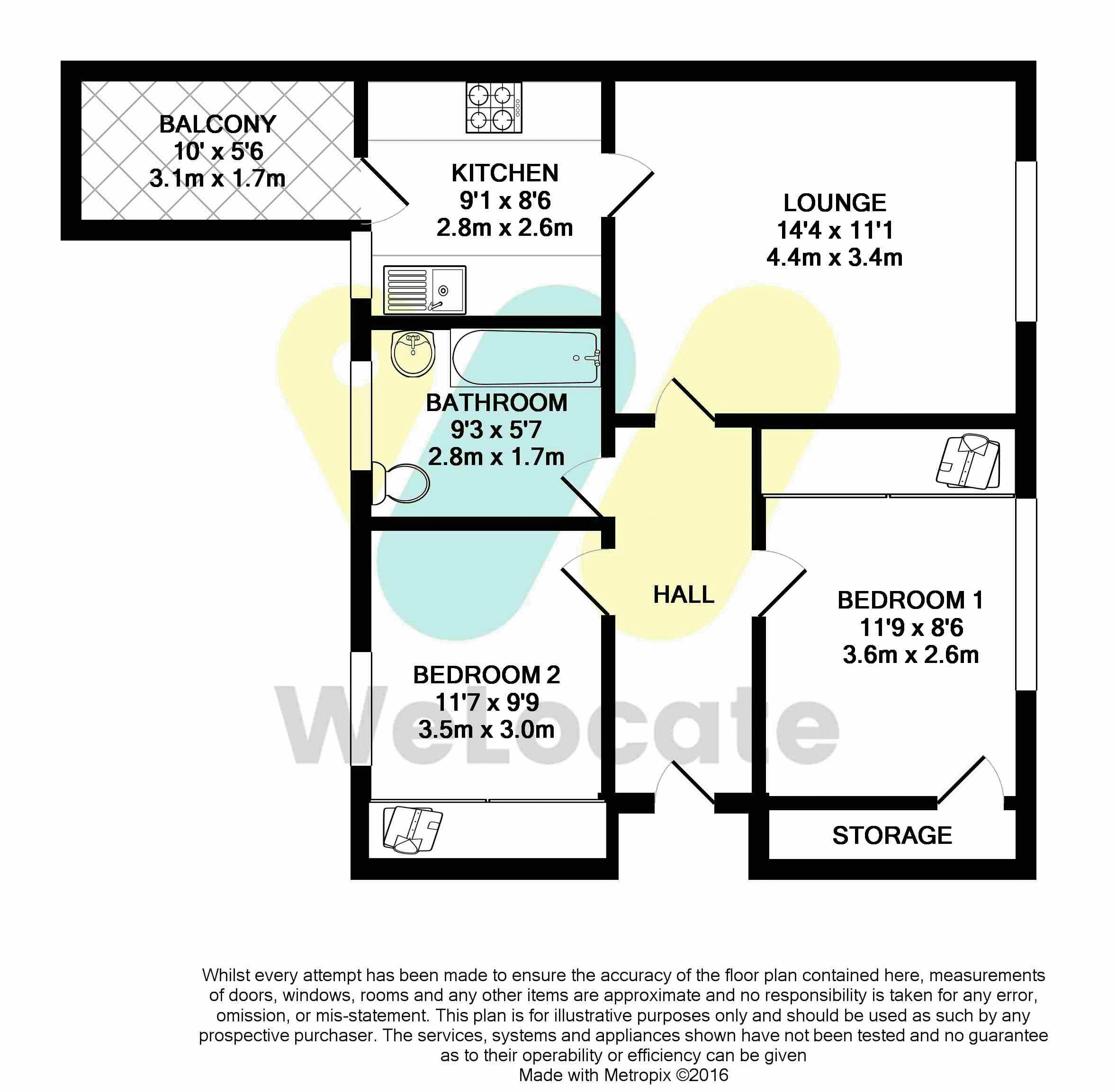2 bed flat to rent in Barnside Avenue, Manchester - Property Floorplan