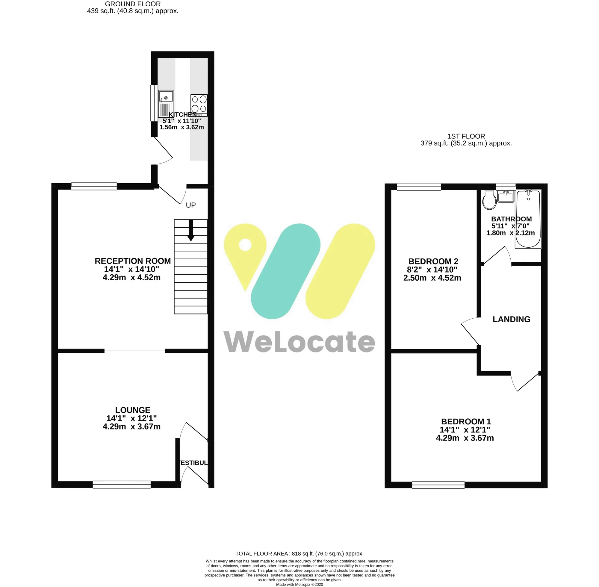 2 bed terraced house to rent in Lime Street, Bolton - Property Floorplan