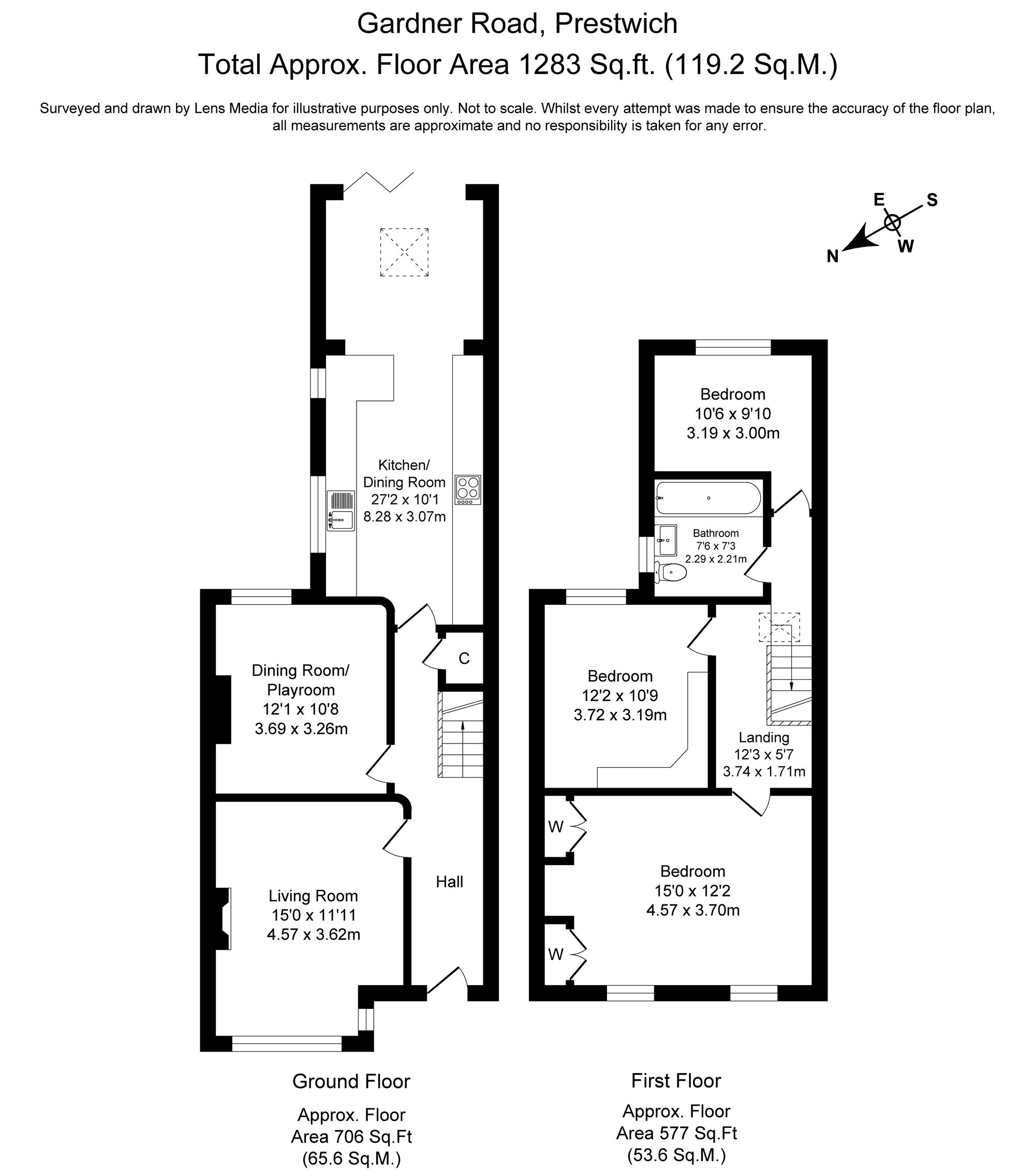 3 bed terraced house for sale in Gardner Road, Manchester - Property Floorplan