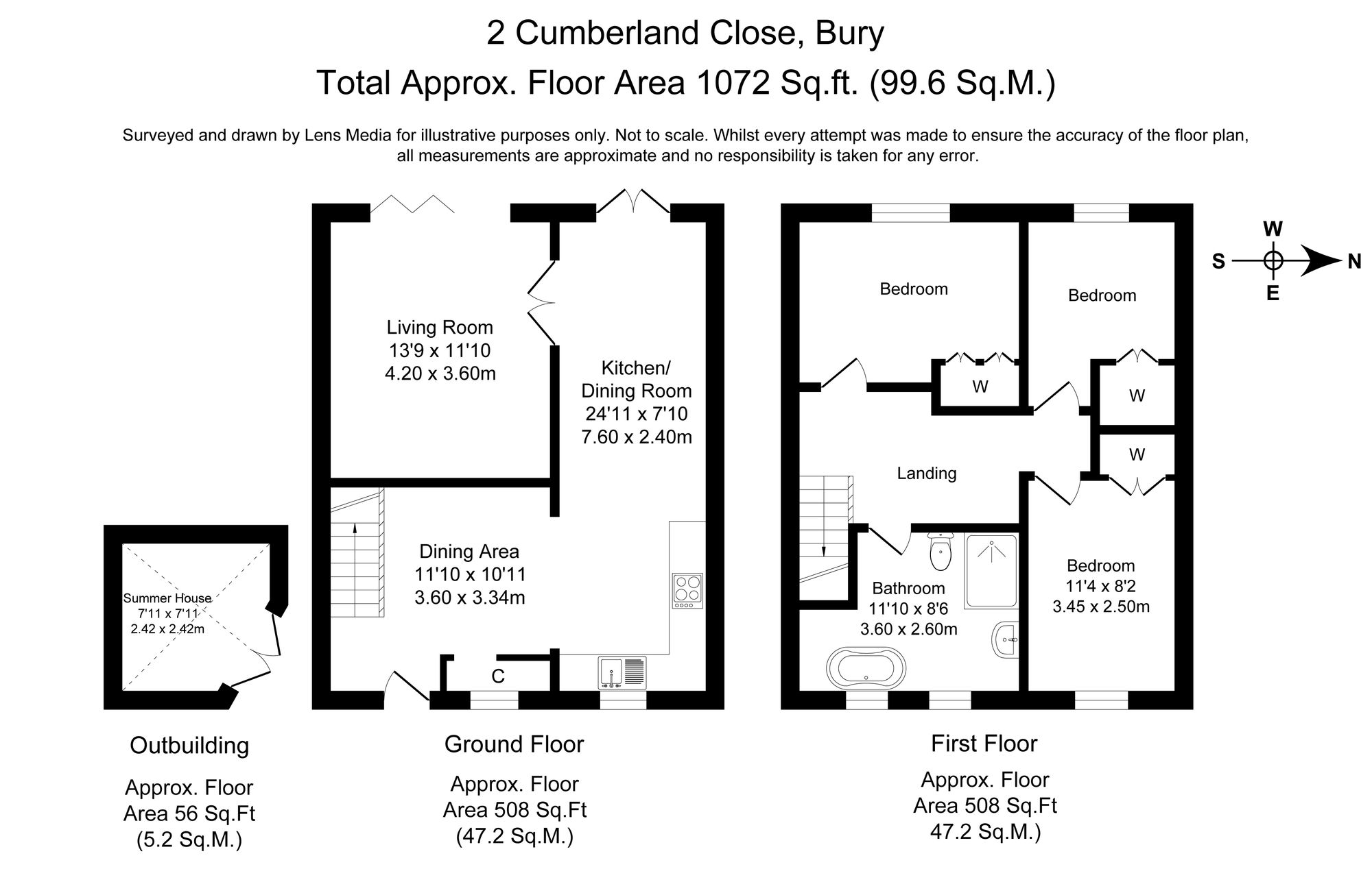 3 bed semi-detached house for sale in Cumberland Close, Bury - Property Floorplan