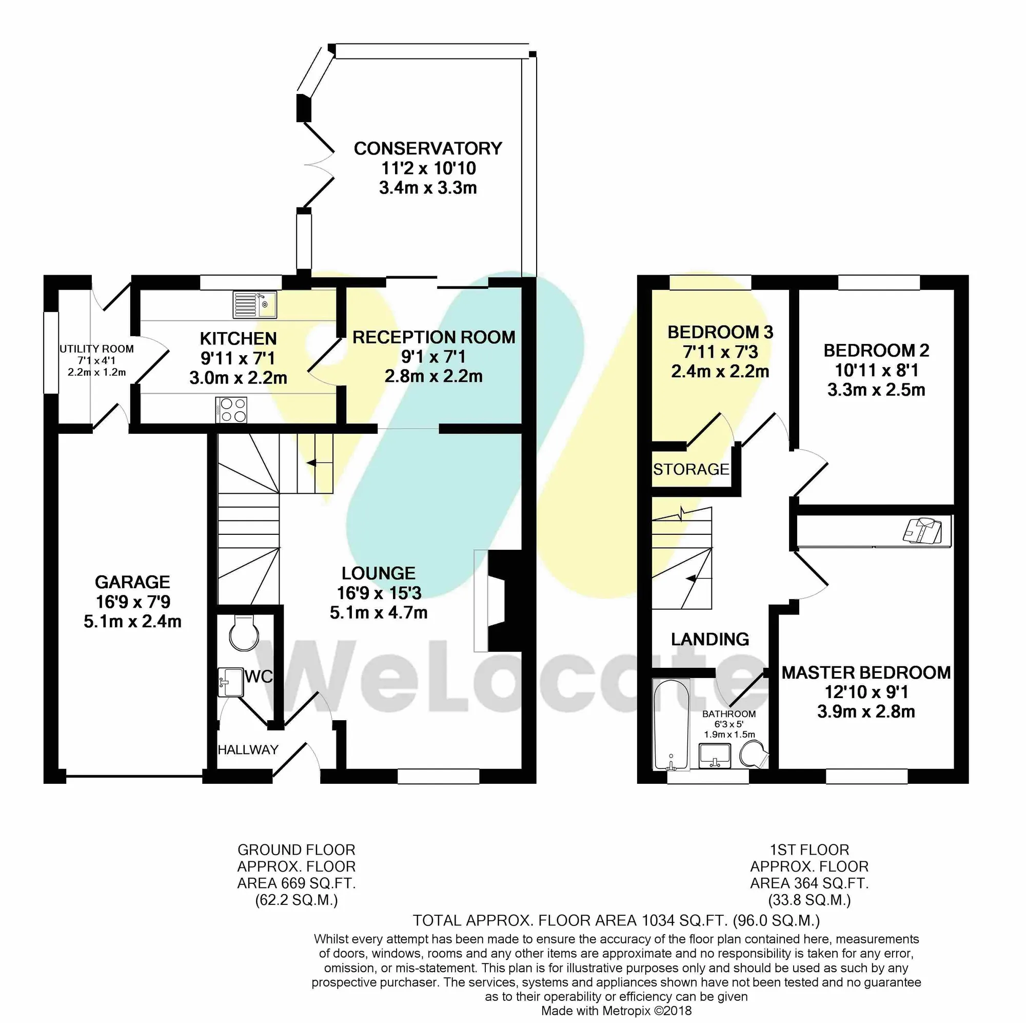 3 bed detached house for sale in Swanage Close, Bury - Property Floorplan