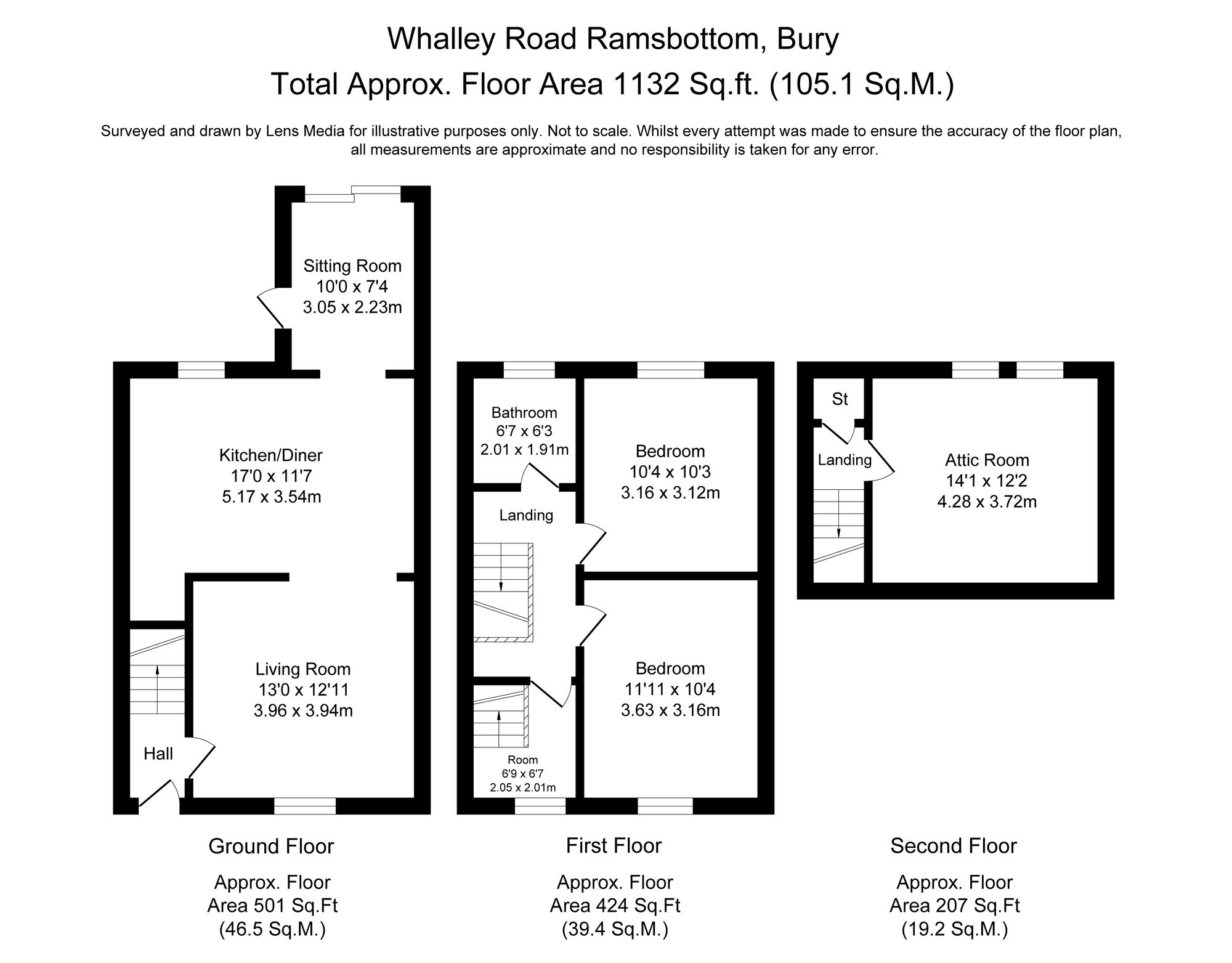 2 bed terraced house for sale in Whalley Road, Bury - Property Floorplan