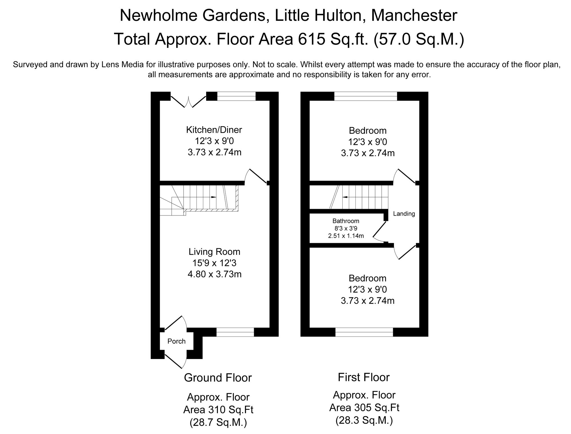 2 bed mid-terraced house for sale in Newholme Gardens, Manchester - Property Floorplan