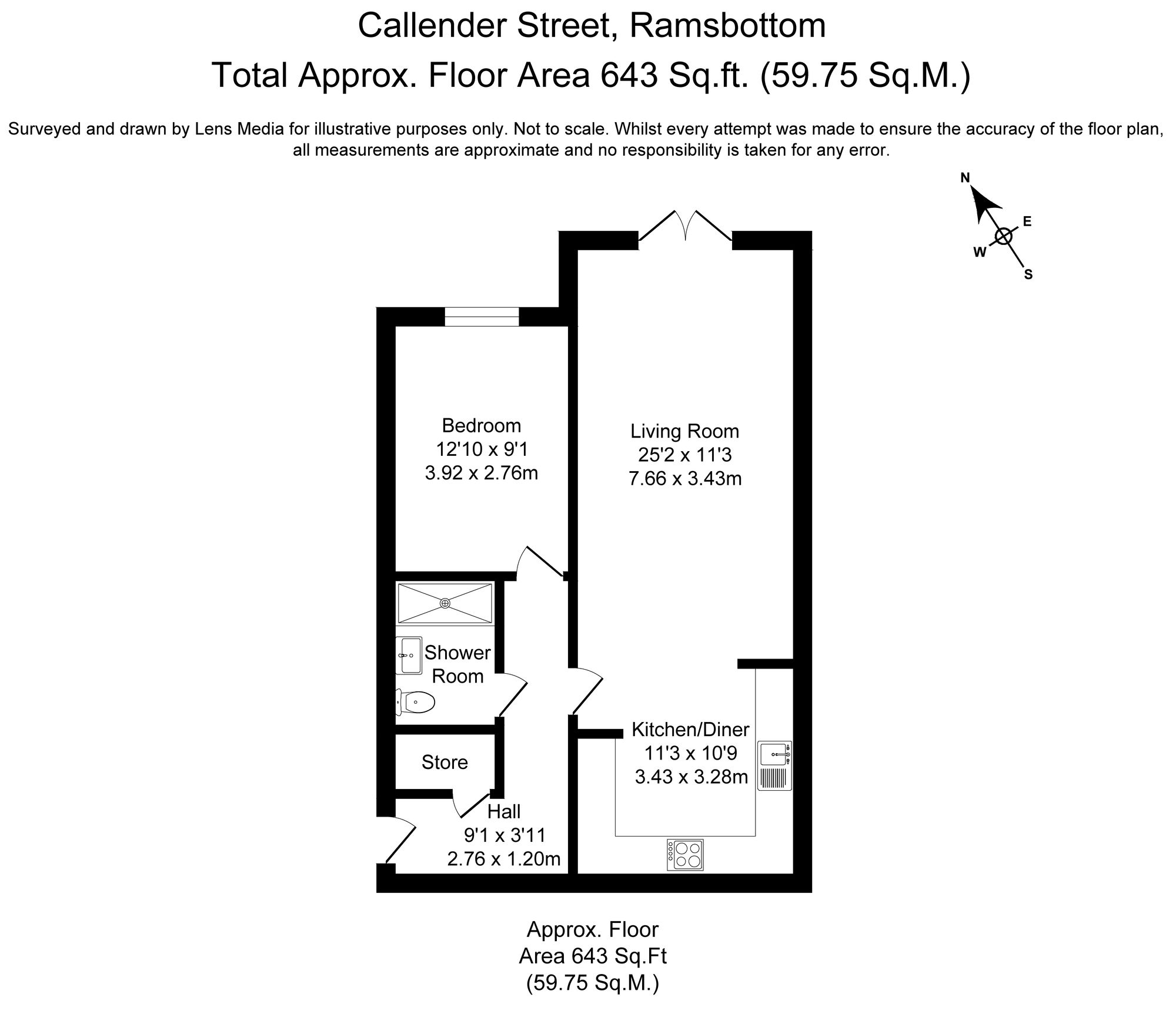 1 bed apartment to rent in Callender Street, Bury - Property Floorplan