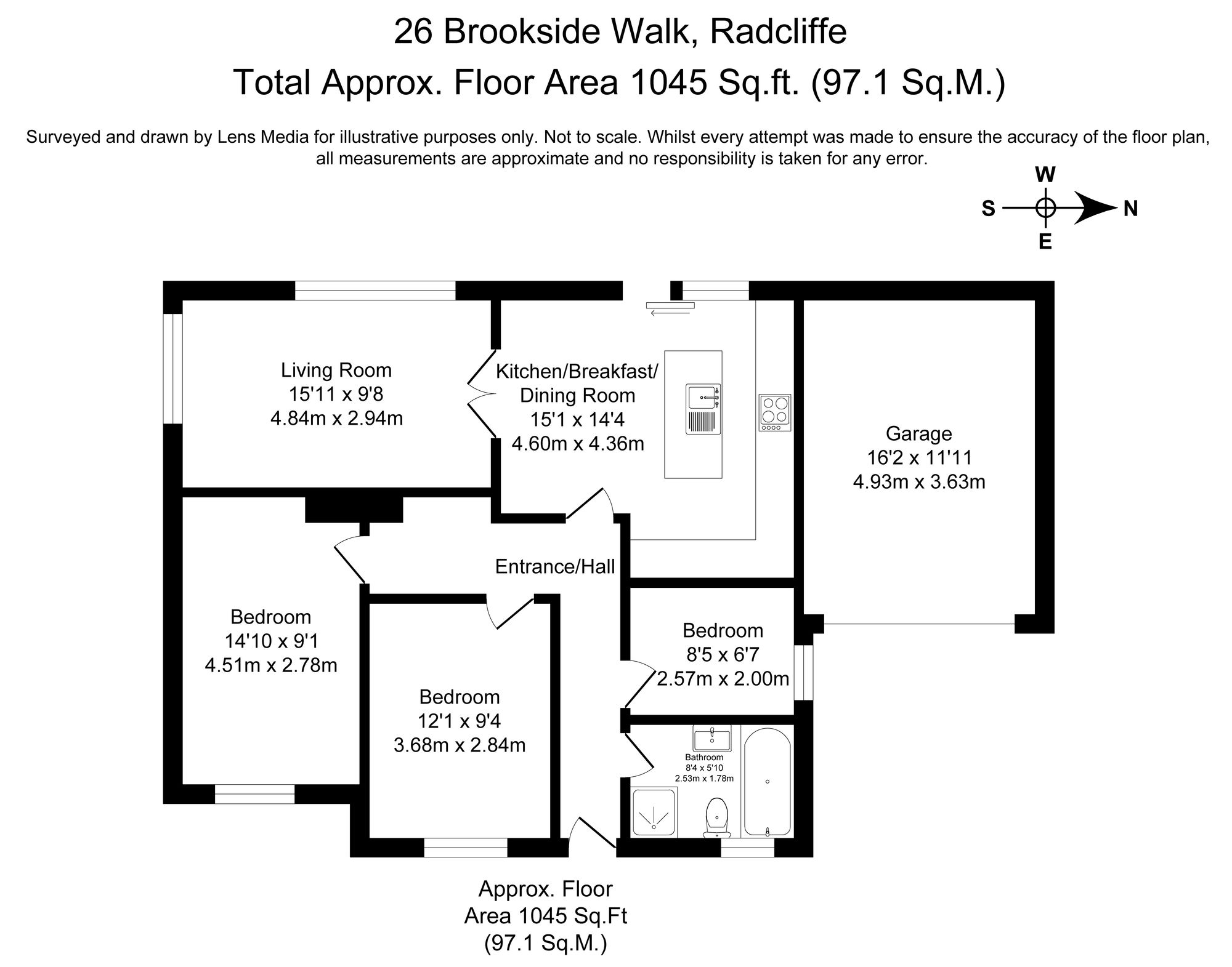 3 bed detached bungalow for sale in Brookside Walk, Manchester - Property Floorplan