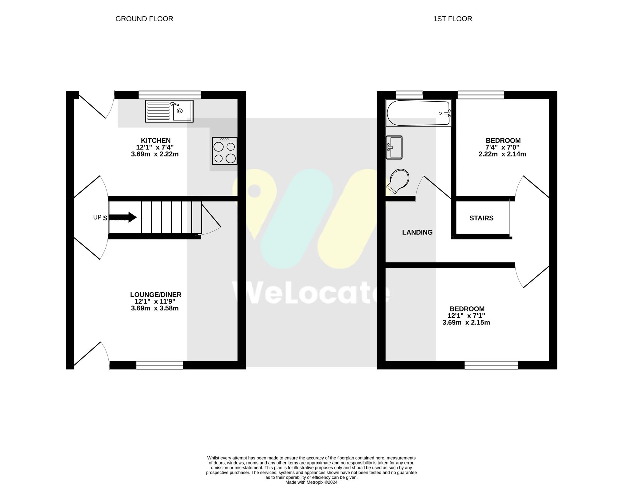 2 bed terraced house to rent in Cobden Street, Darwen - Property Floorplan