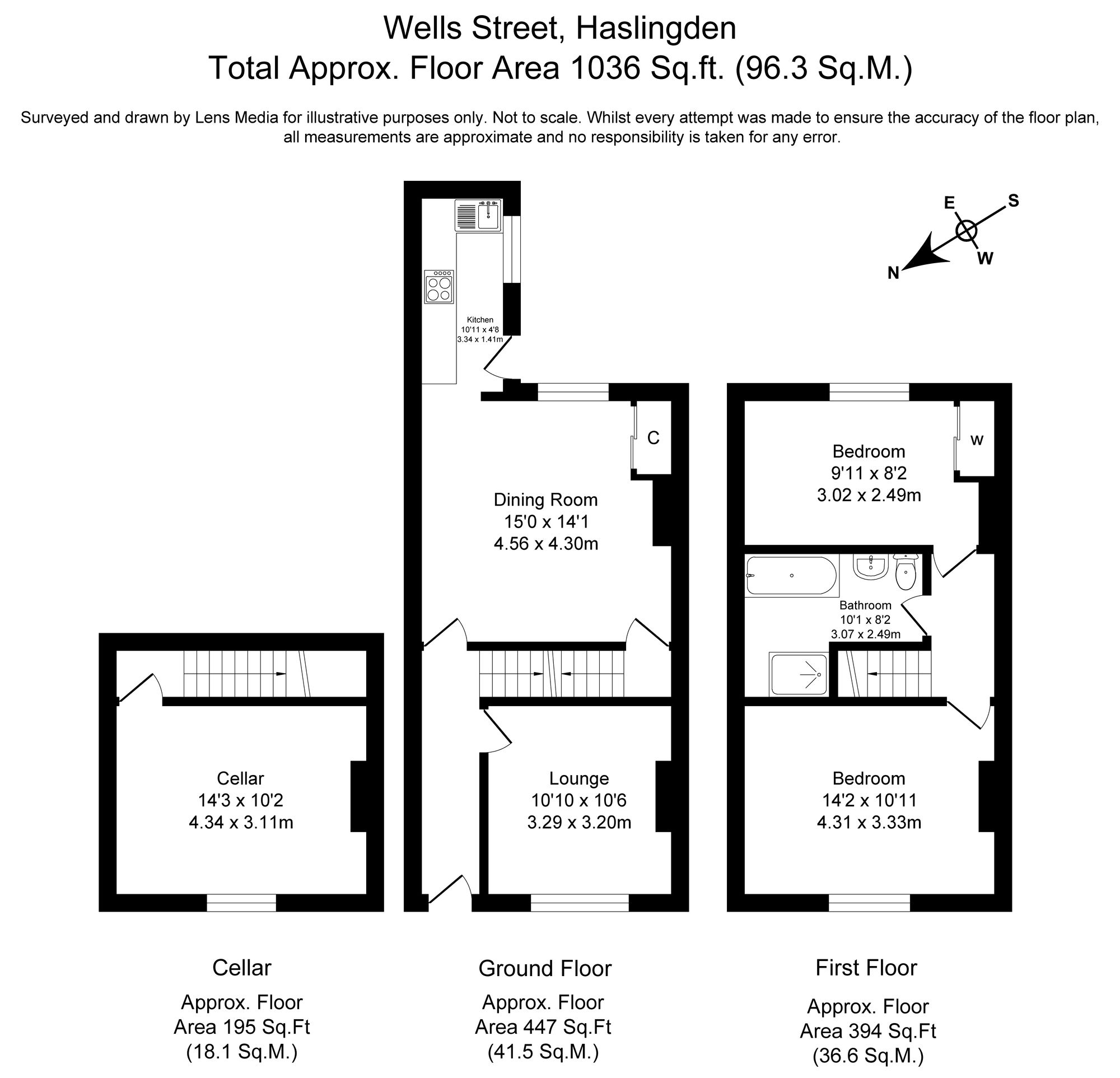 2 bed mid-terraced house to rent in Wells Street, Rossendale - Property Floorplan