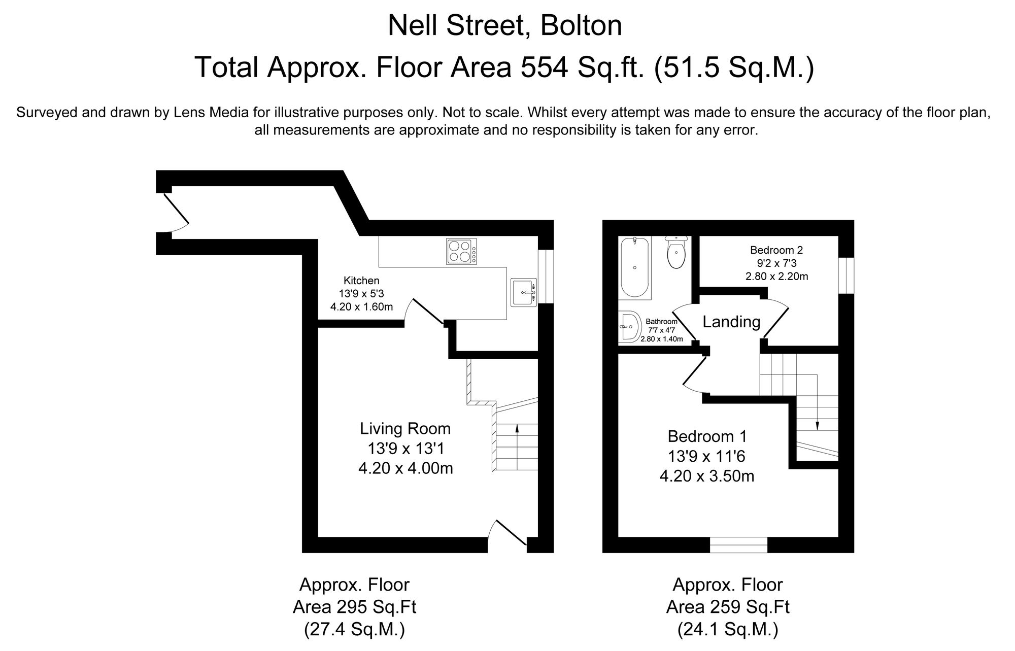 2 bed end of terrace house for sale in Nell Street, Bolton - Property Floorplan
