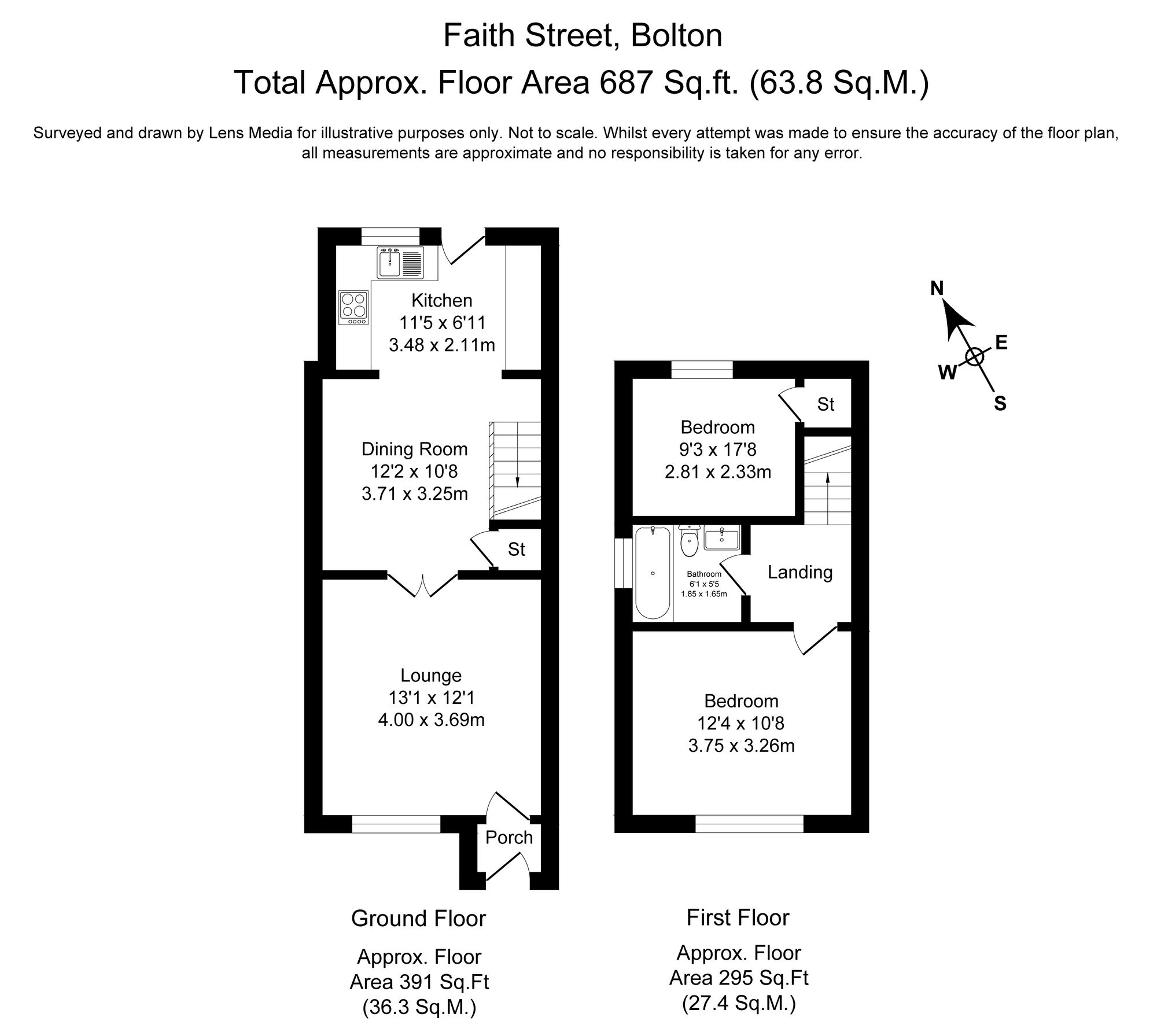 2 bed end of terrace house to rent in Faith Street, Bolton - Property Floorplan