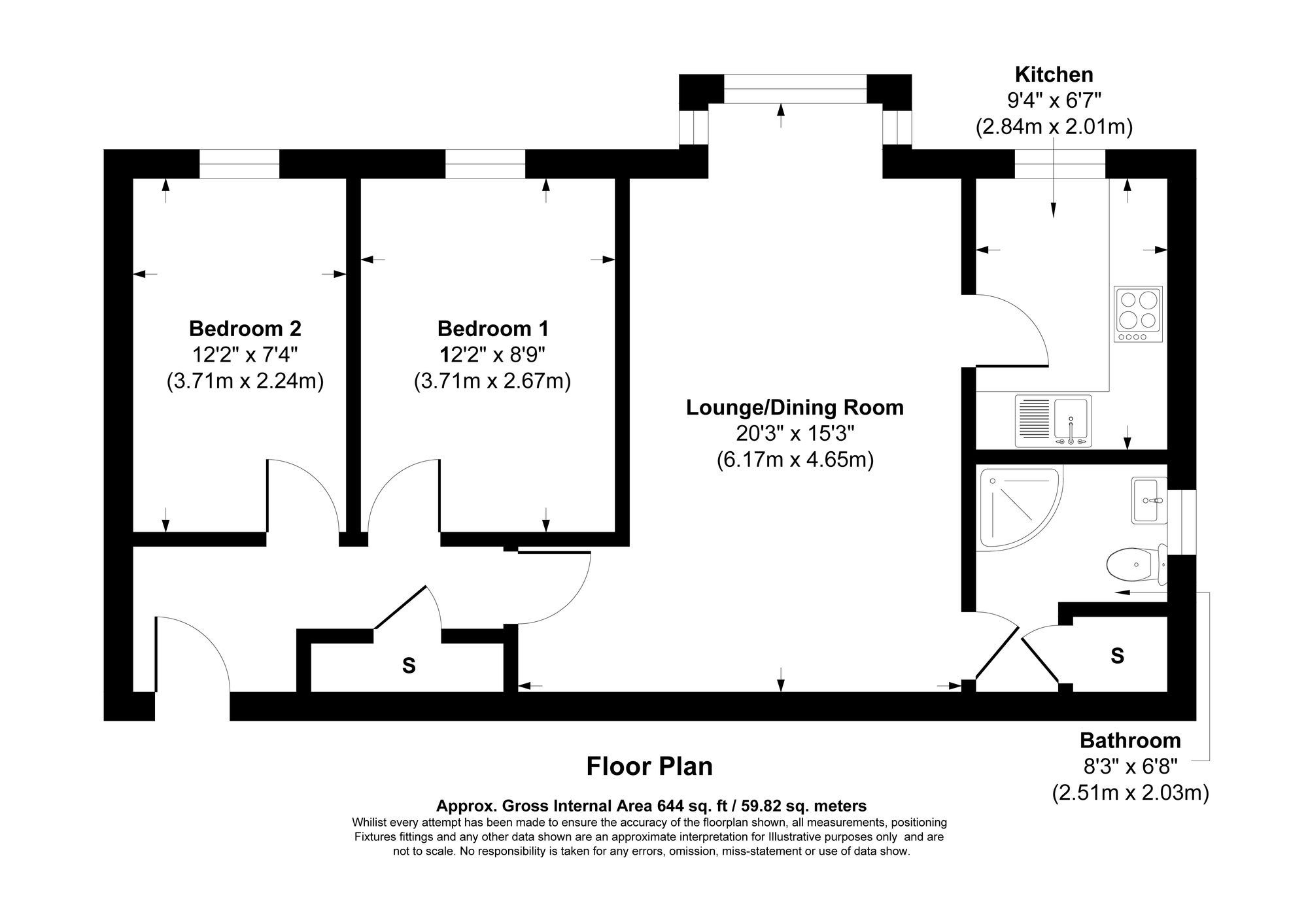2 bed flat for sale in Lowther Road, Manchester - Property Floorplan