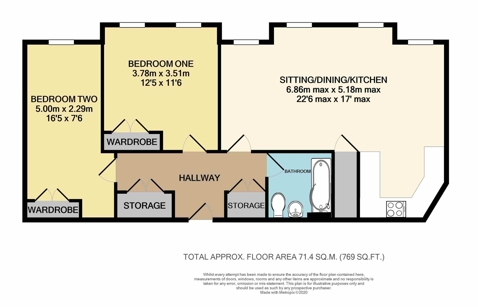 2 bed flat for sale in Warwick Road, Banbury - Property floorplan