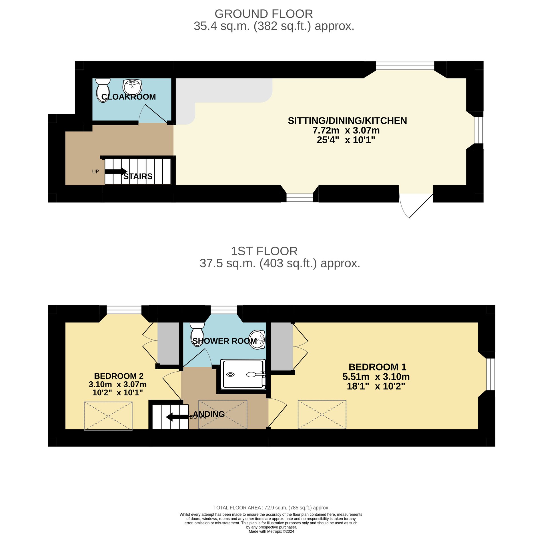 2 bed mews house for sale in Causeway, Banbury - Property floorplan