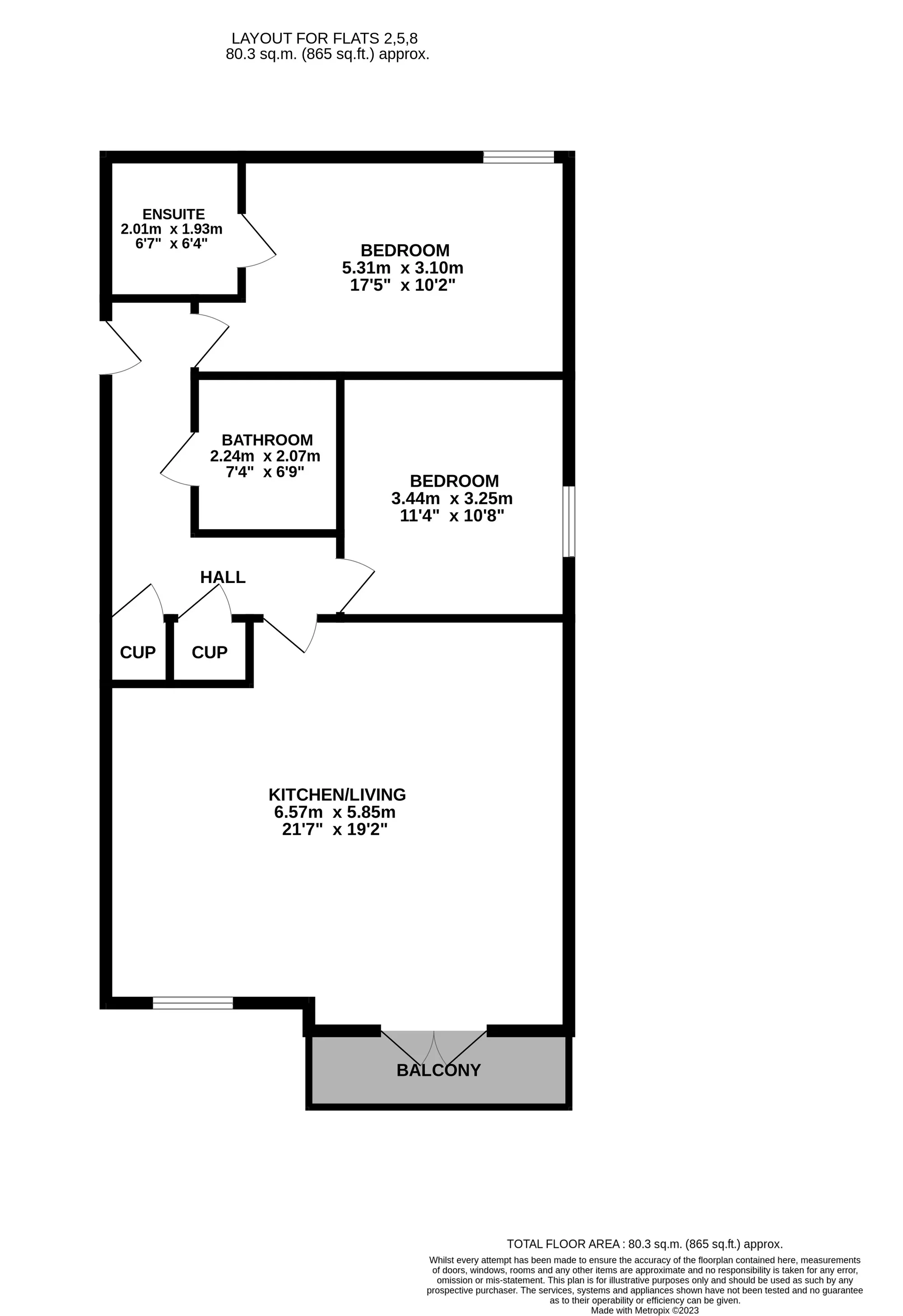 2 bed flat for sale in Danecourt Road, Poole - Property floorplan