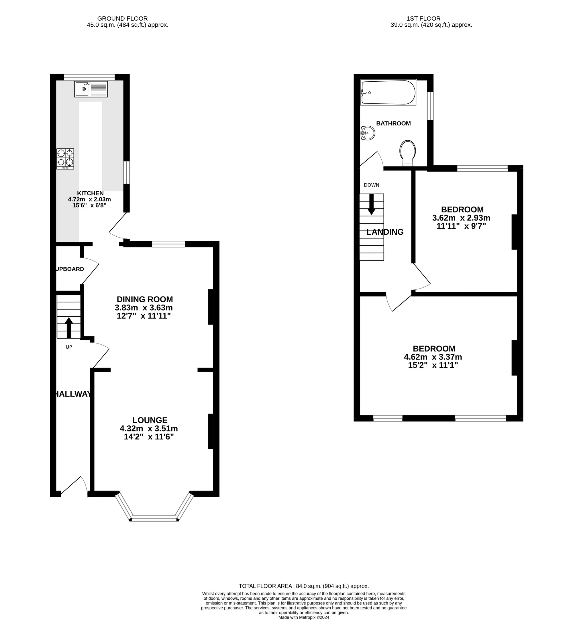 2 bed terraced house for sale in Salisbury Road, Poole - Property floorplan