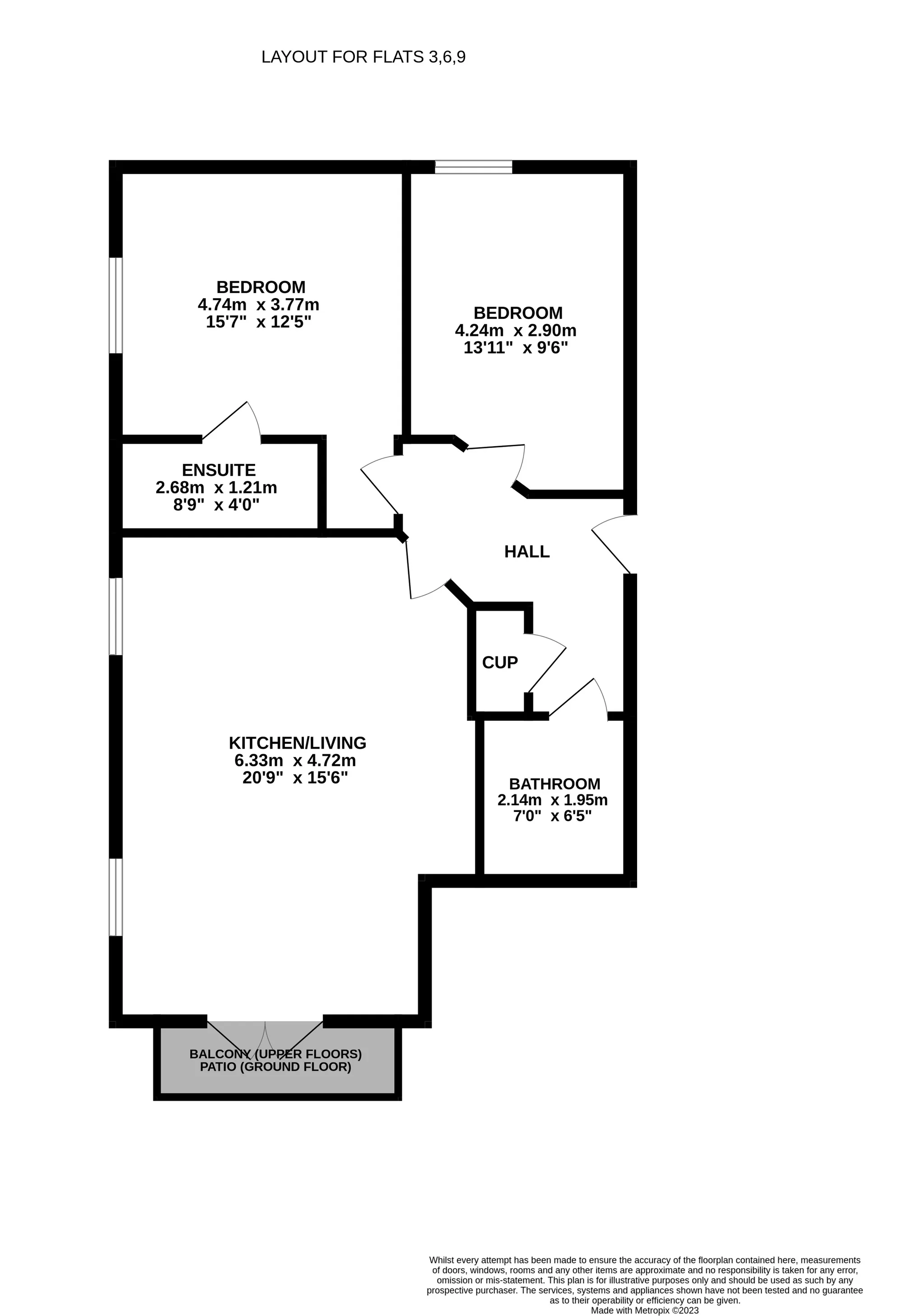 2 bed ground floor flat for sale in Danecourt Road, Poole - Property floorplan