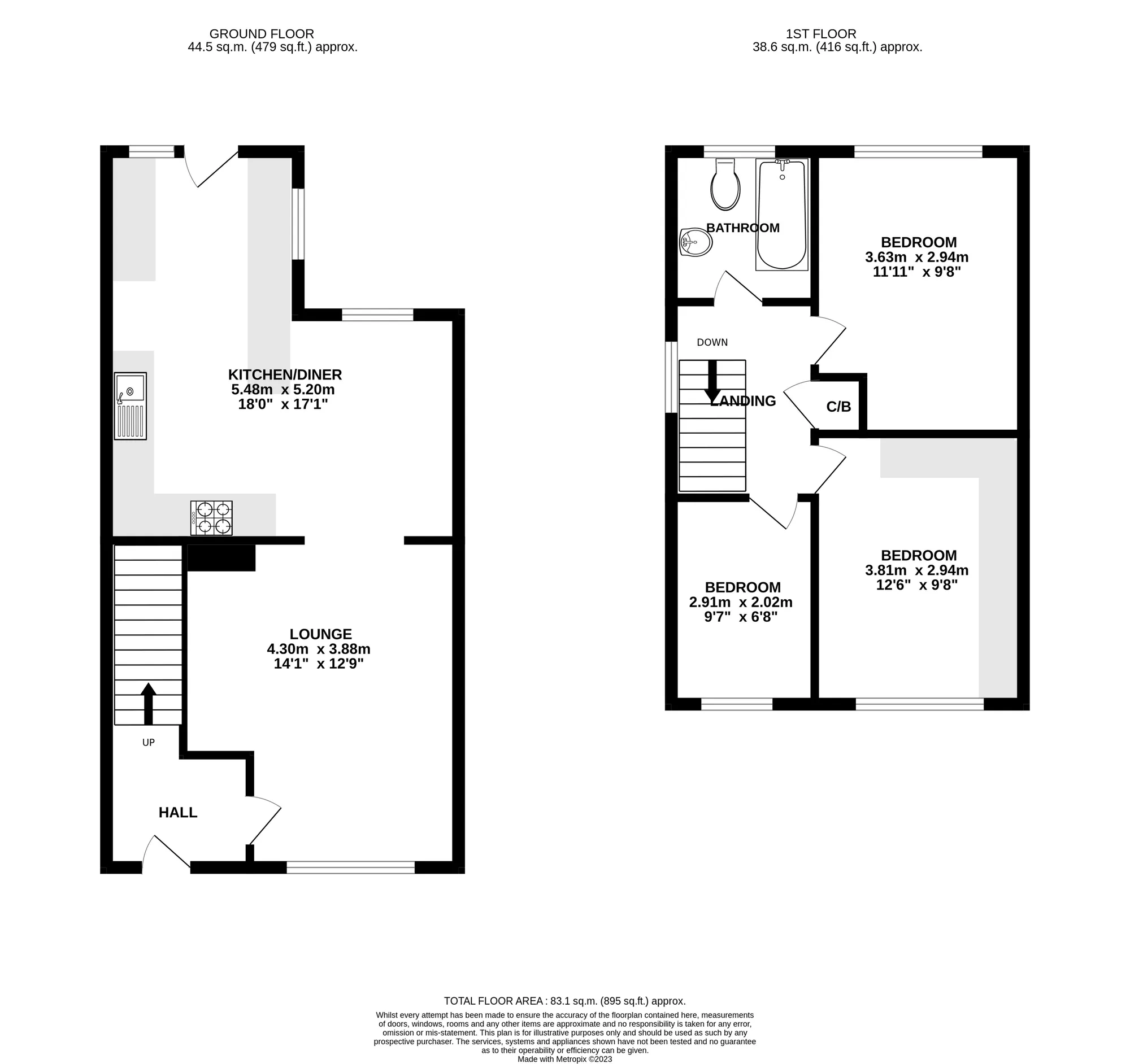 3 bed semi-detached house for sale in Verity Crescent, Poole - Property floorplan