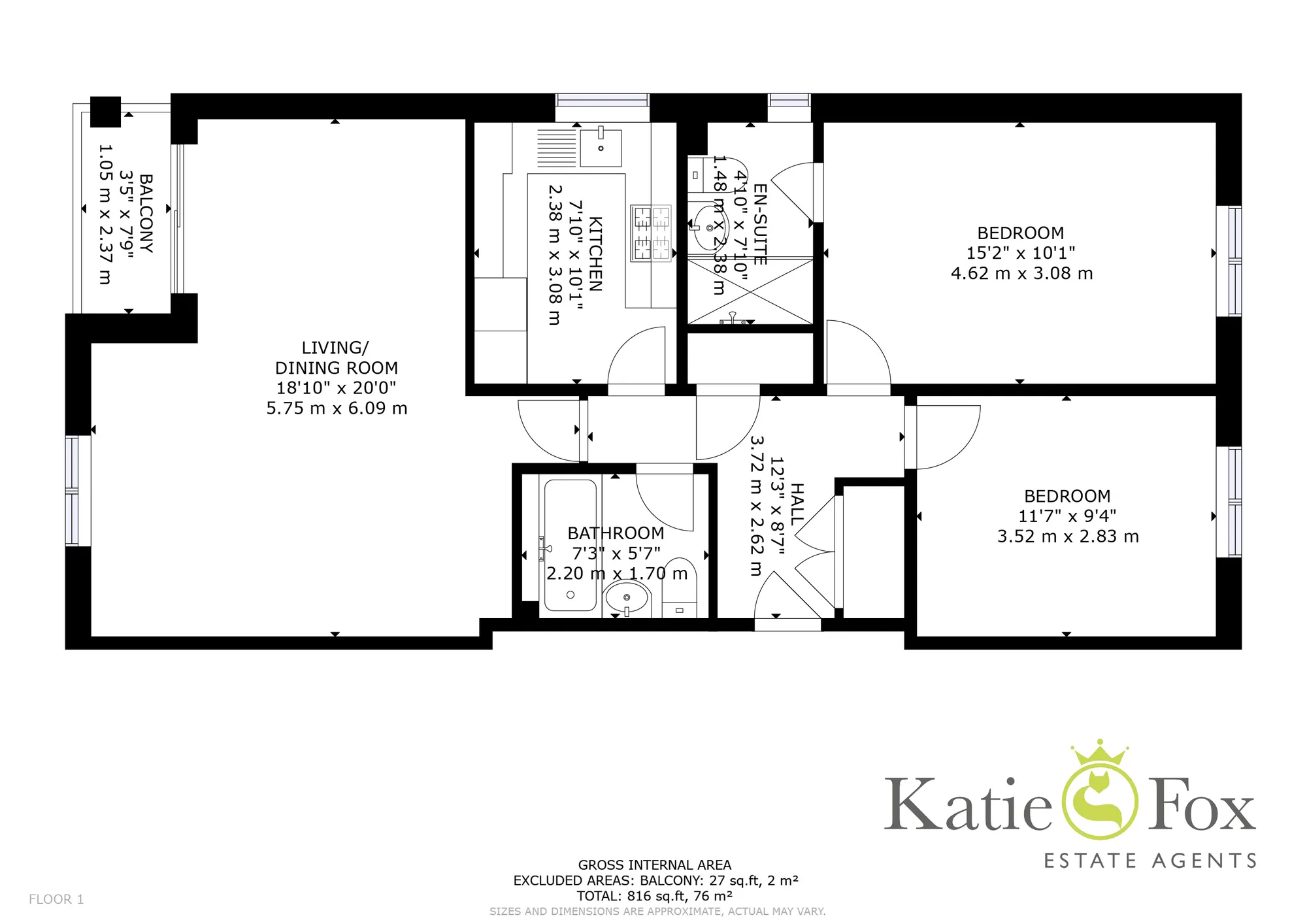 2 bed apartment for sale in Belle Vue Road, Poole - Property floorplan