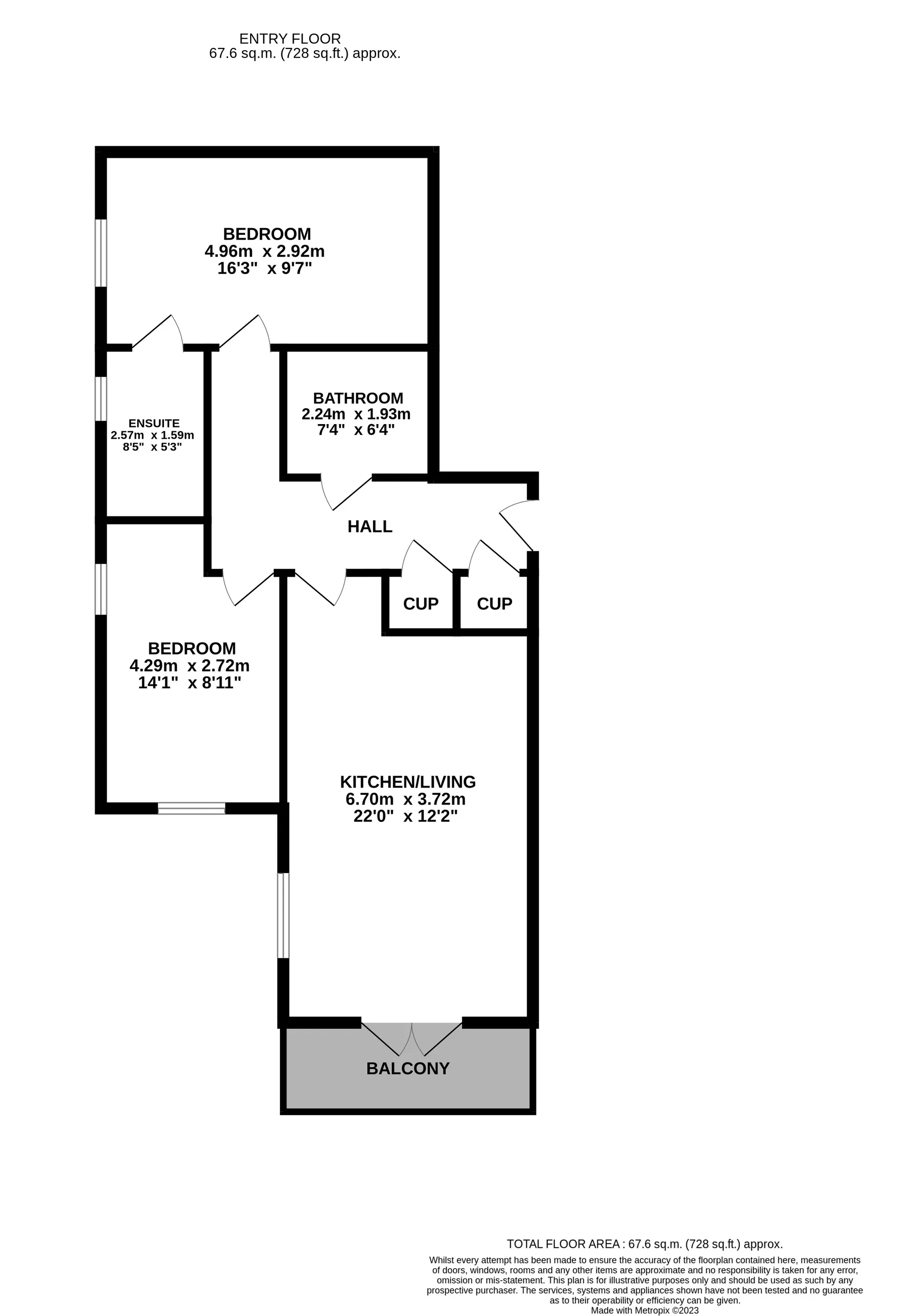 2 bed flat for sale in Danecourt Road, Poole - Property floorplan