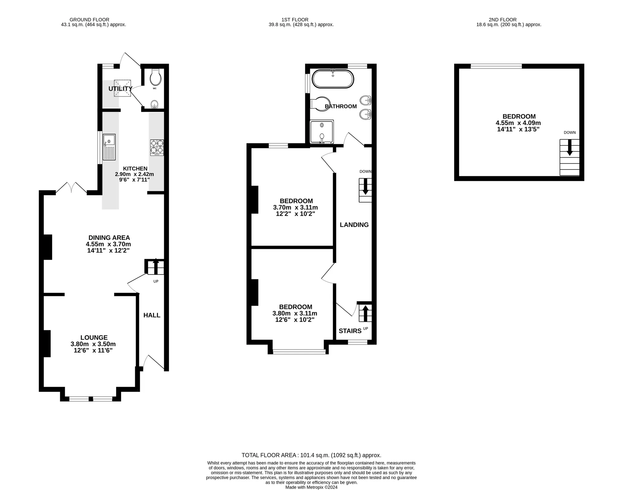 3 bed mid-terraced house for sale in North Road, Poole - Property floorplan