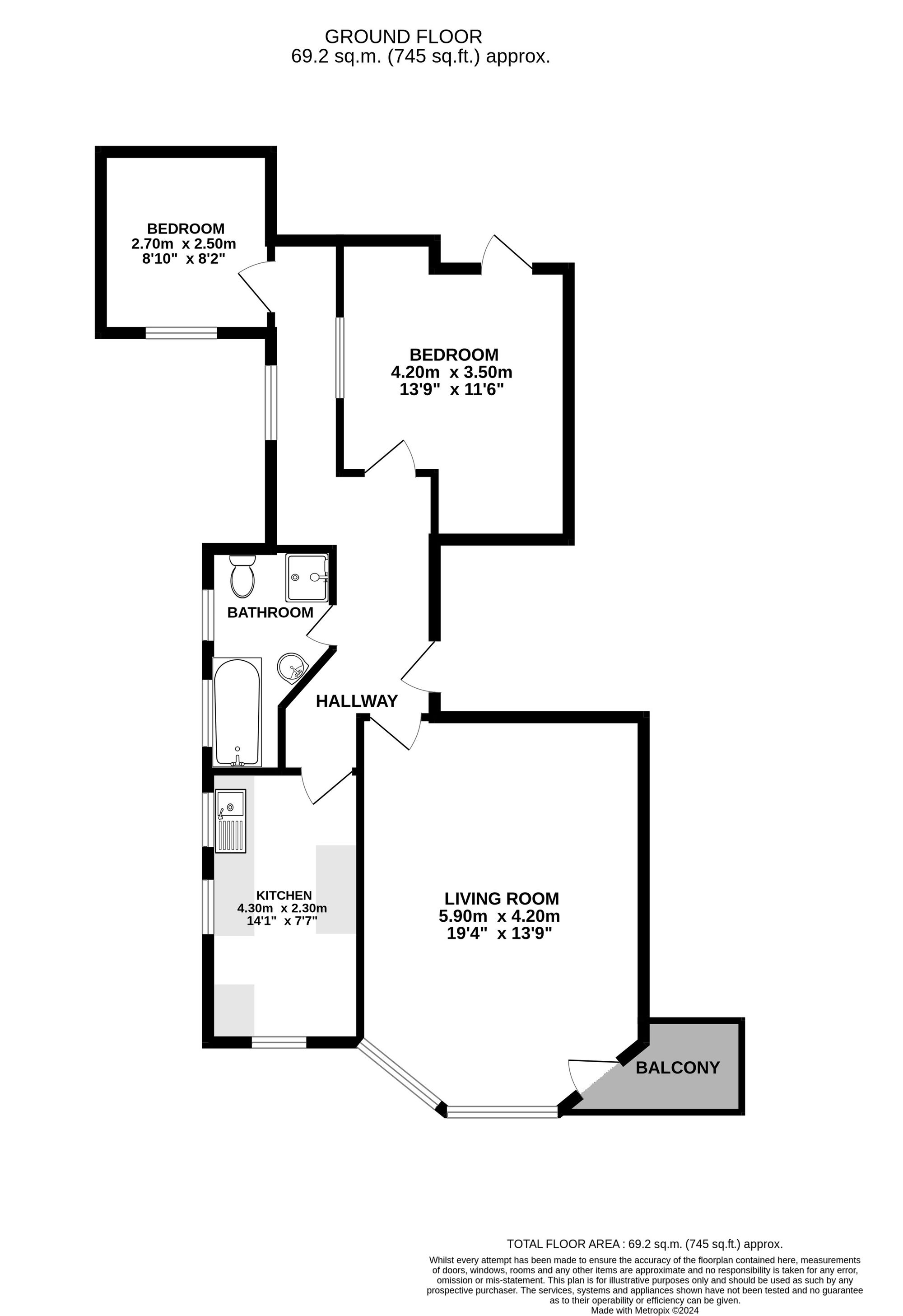 2 bed apartment for sale in Alton Road, Poole - Property floorplan