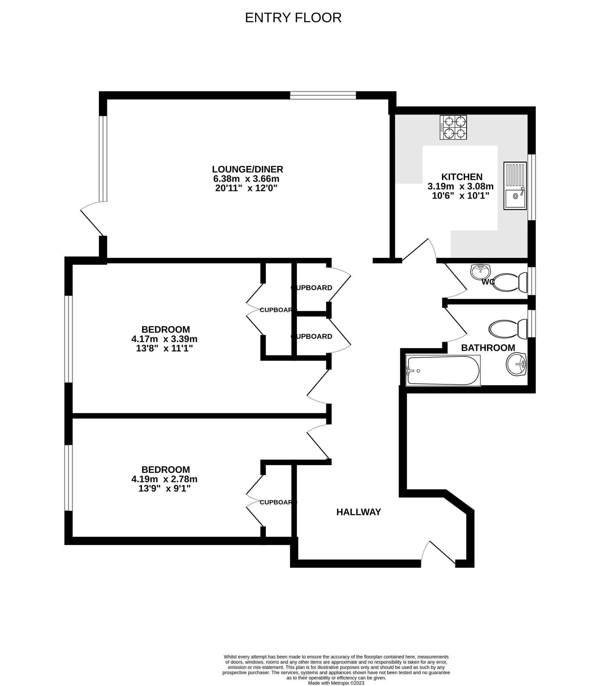 2 bed flat for sale in Grosvenor Road, Bournemouth - Property floorplan