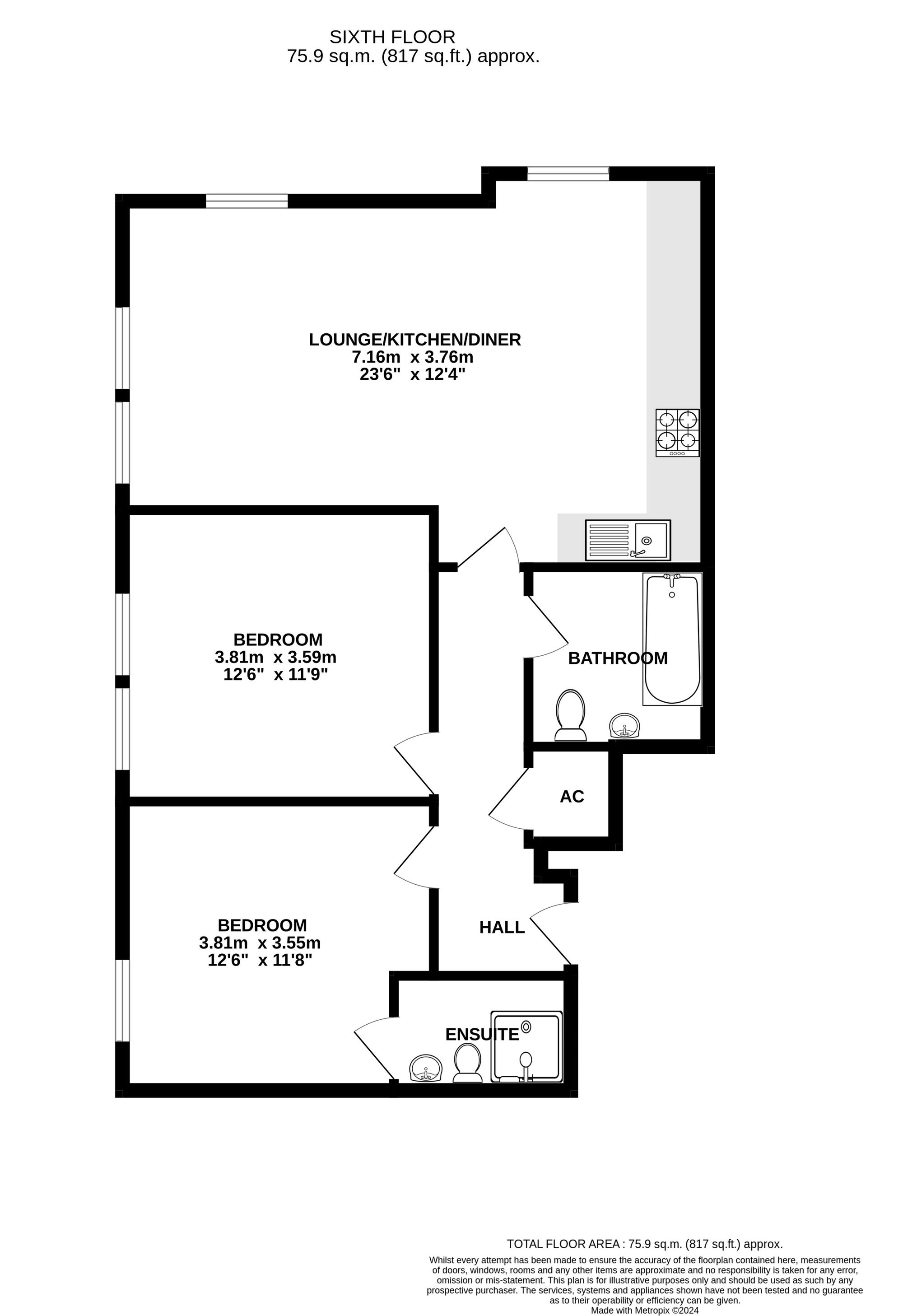 2 bed apartment for sale in Park Road, Poole - Property floorplan