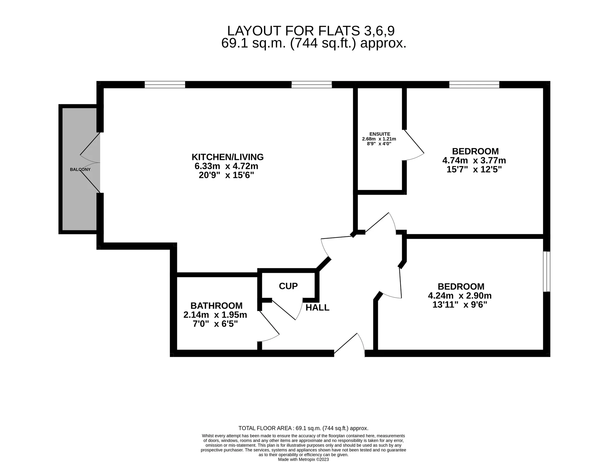 2 bed apartment for sale in Danecourt Road, Poole - Property floorplan