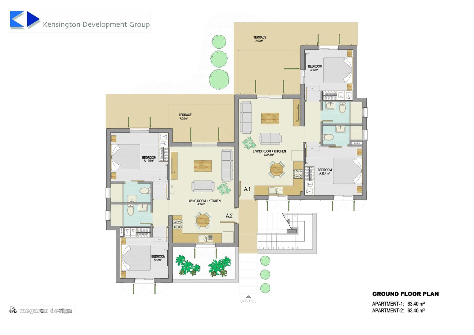 2 bed apartment for sale, Esentepe - Property Floorplan