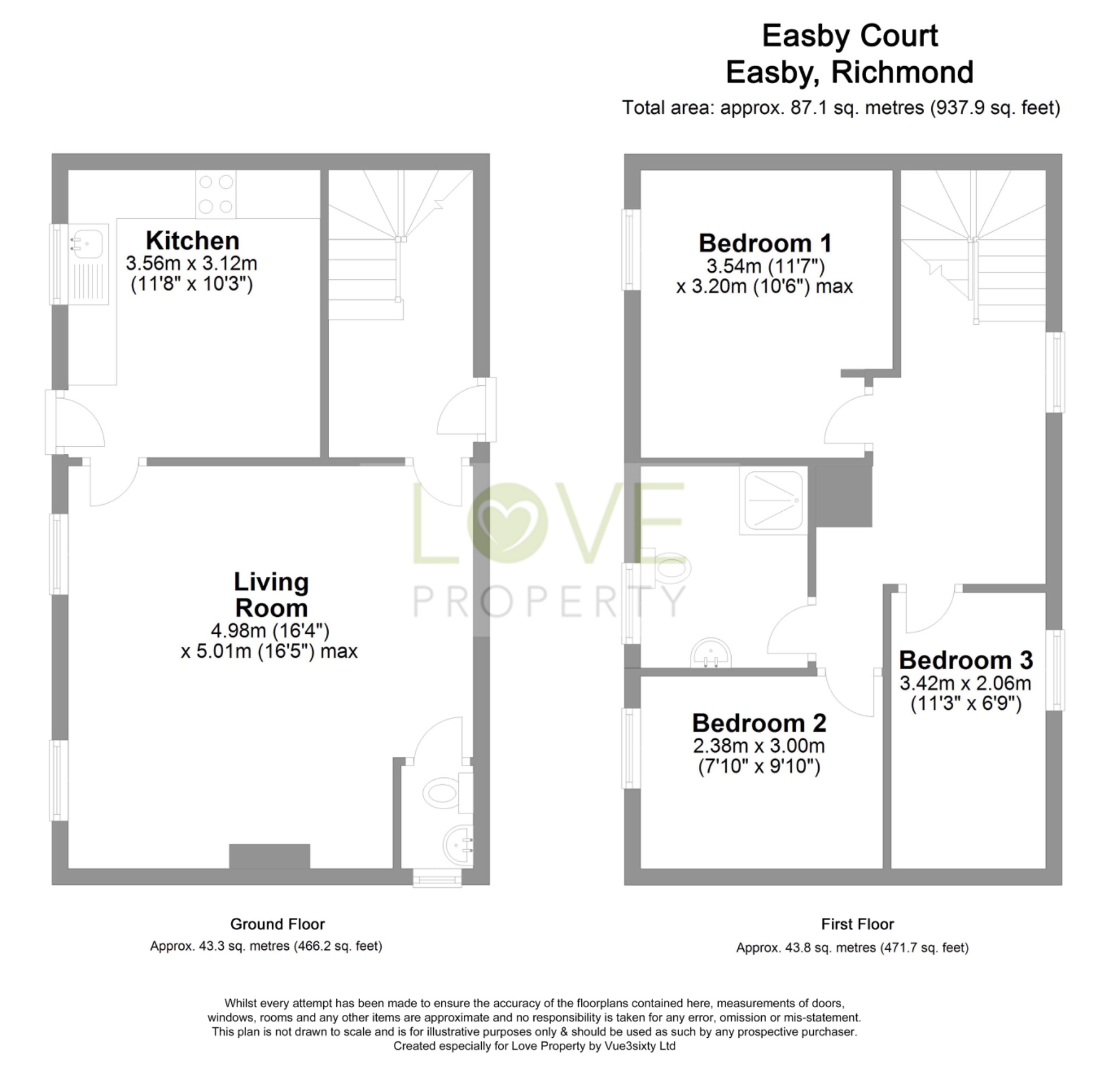3 bed cottage for sale in Easby Court, Richmond - Property floorplan