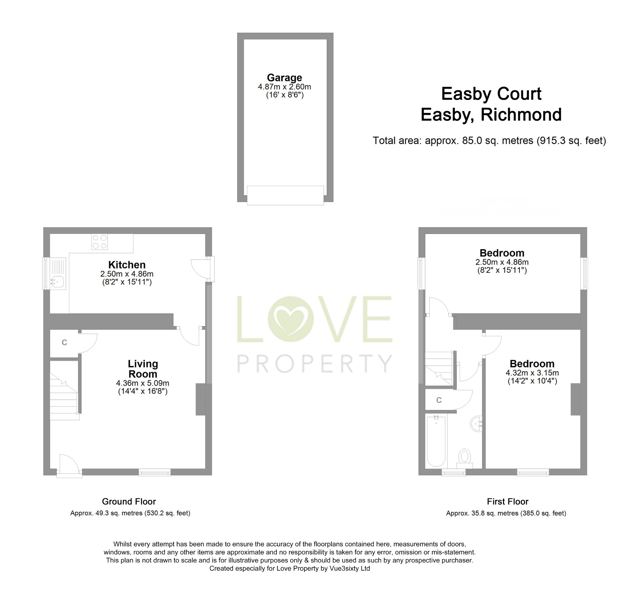 2 bed terraced house for sale in Easby Court, Richmond - Property floorplan