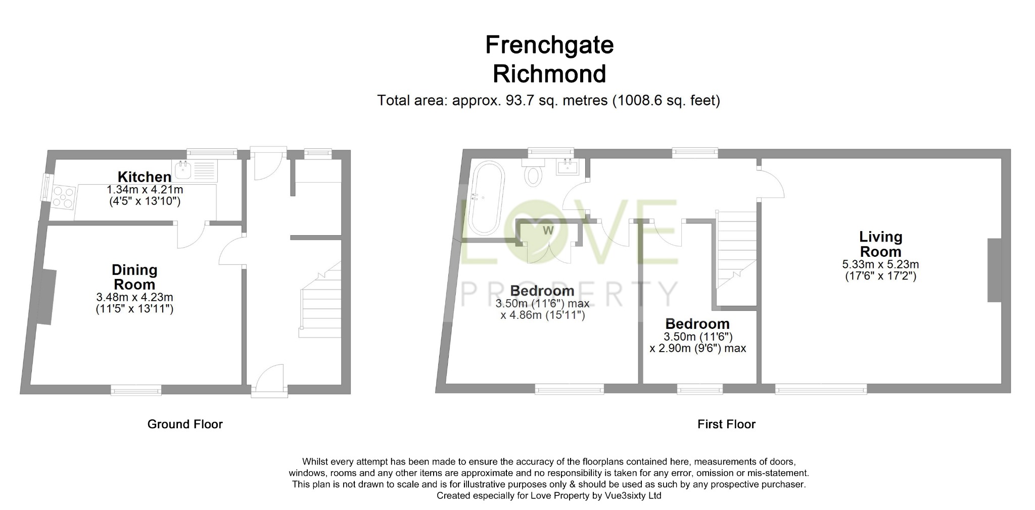 2 bed semi-detached house to rent in Frenchgate, Richmond - Property floorplan