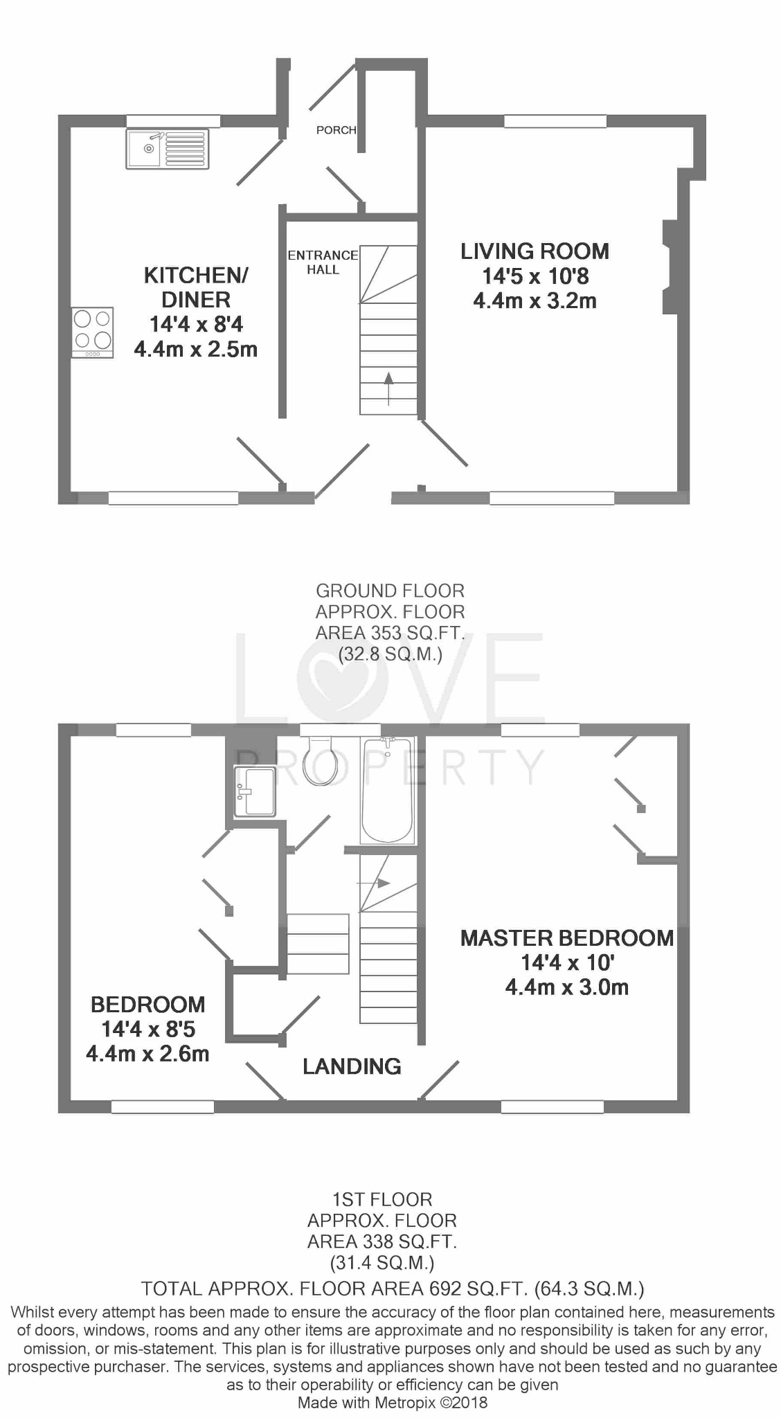 2 bed semi-detached house to rent in Hambleton Road, Catterick Garrison - Property floorplan