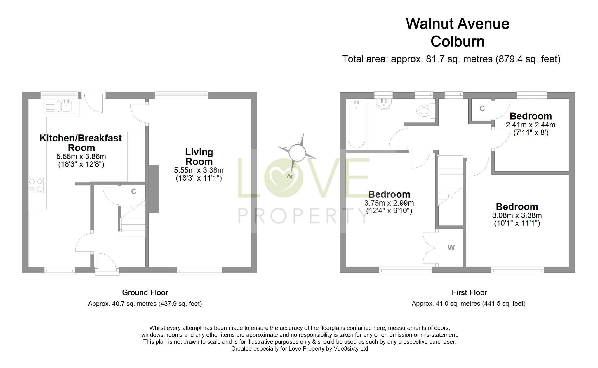 3 bed terraced house to rent in Walnut Avenue, Catterick Garrison - Property floorplan