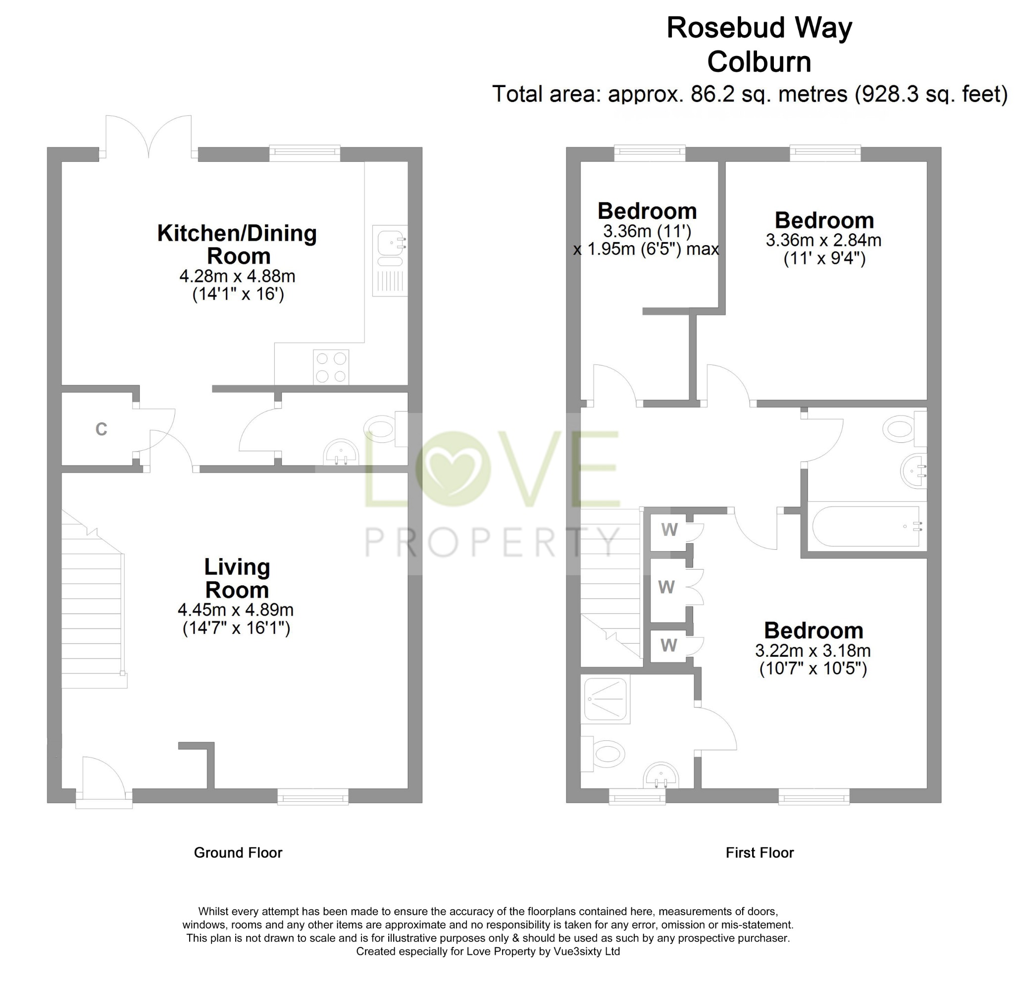 3 bed semi-detached house to rent in Rosebud Way, Catterick Garrison - Property floorplan