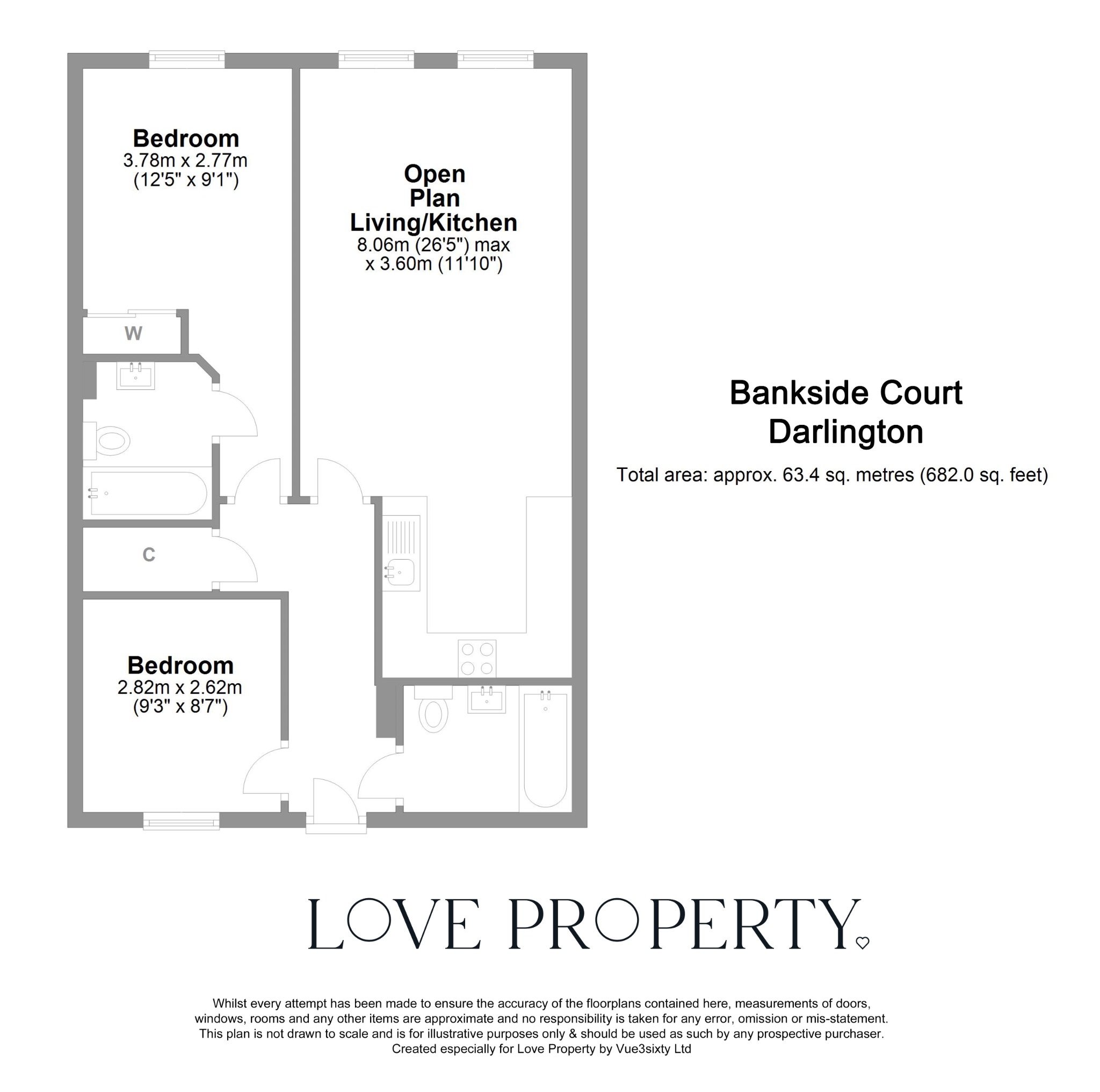 2 bed ground floor flat to rent in Hargreave Terrace, Darlington - Property floorplan