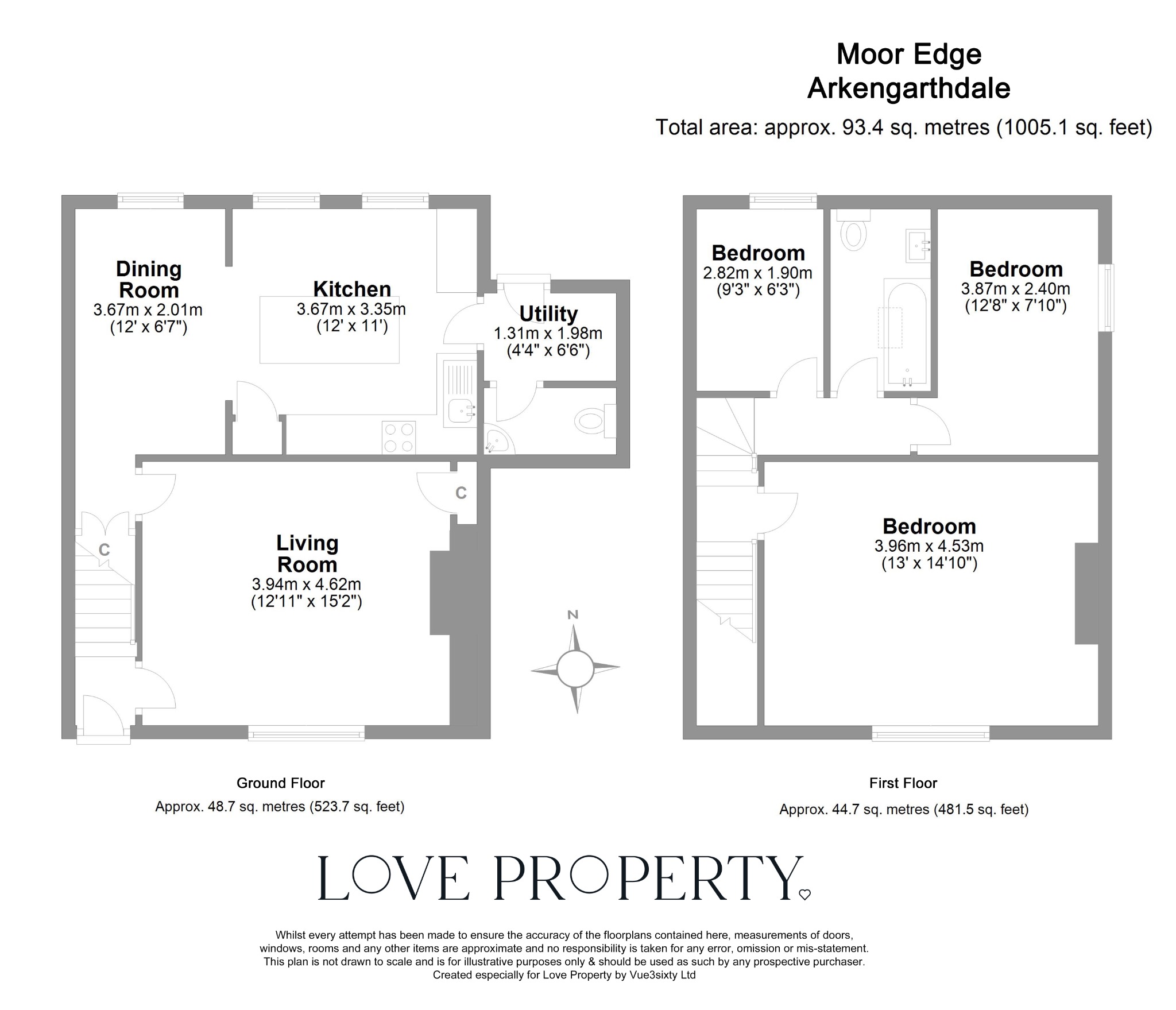 3 bed terraced house for sale in Low Level, North Yorkshire - Property floorplan
