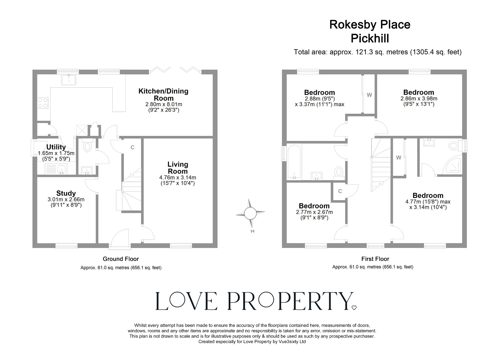4 bed detached house to rent in Rokesby Place, Thirsk - Property floorplan