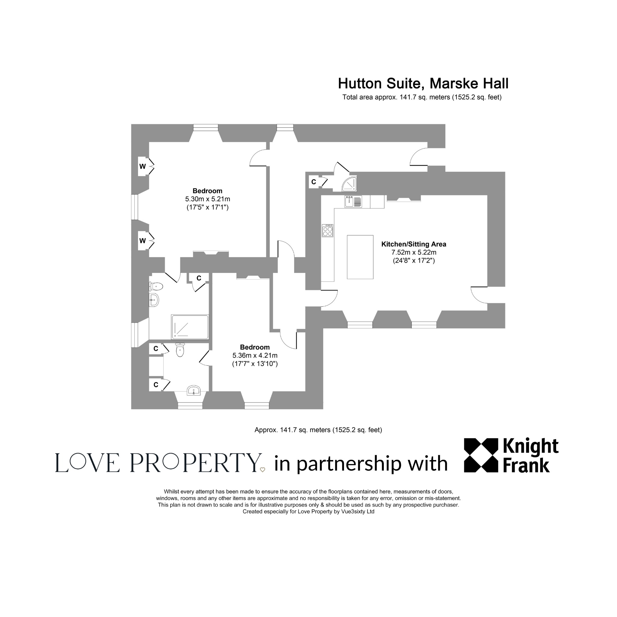 2 bed flat for sale in Marske Hall, Richmond - Property floorplan