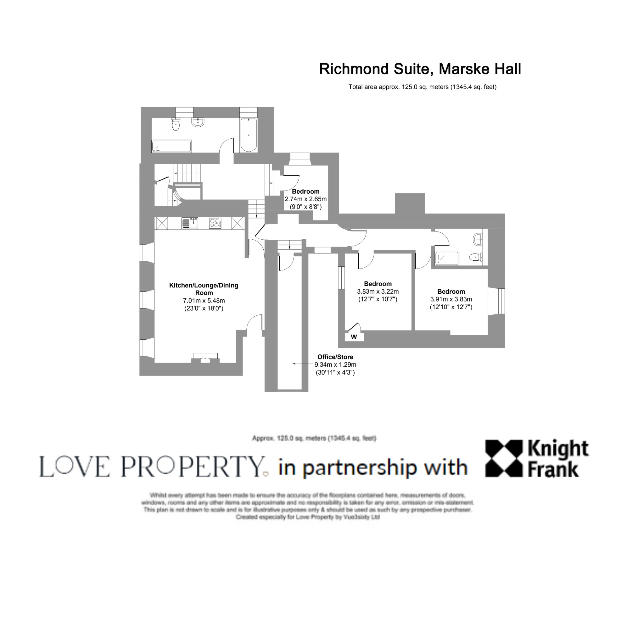3 bed flat for sale in Marske Hall, Richmond - Property floorplan