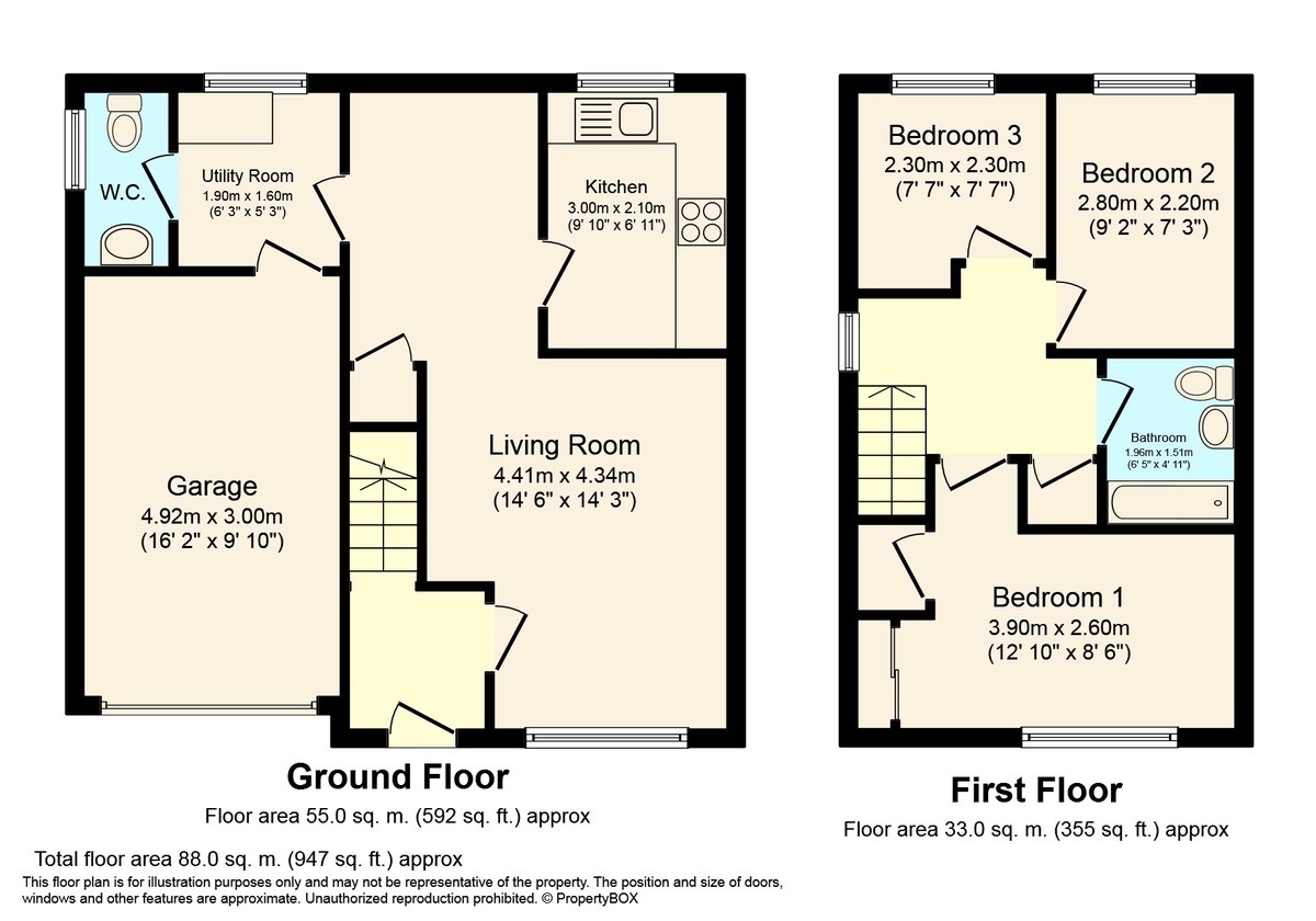 3 bed end of terrace house to rent in Ropeland Way, Horsham - Property Floorplan