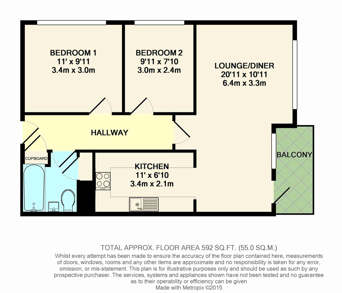 2 bed apartment to rent in April Close, Horsham - Property floorplan