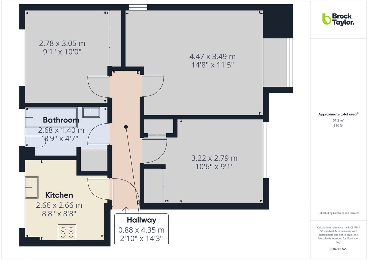 2 bed apartment to rent in Hurst Court, Horsham - Property floorplan