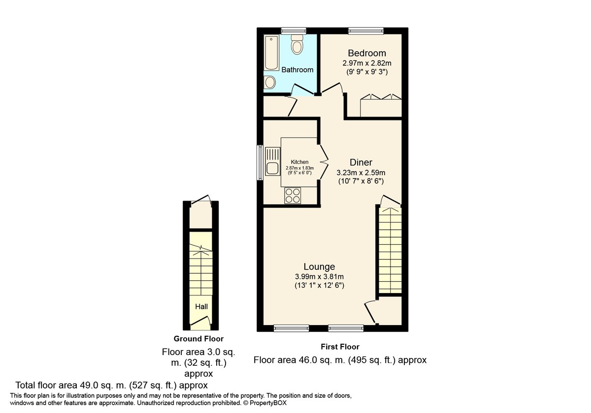 1 bed maisonette to rent in Singleton Road, Broadbridge Heath - Property floorplan
